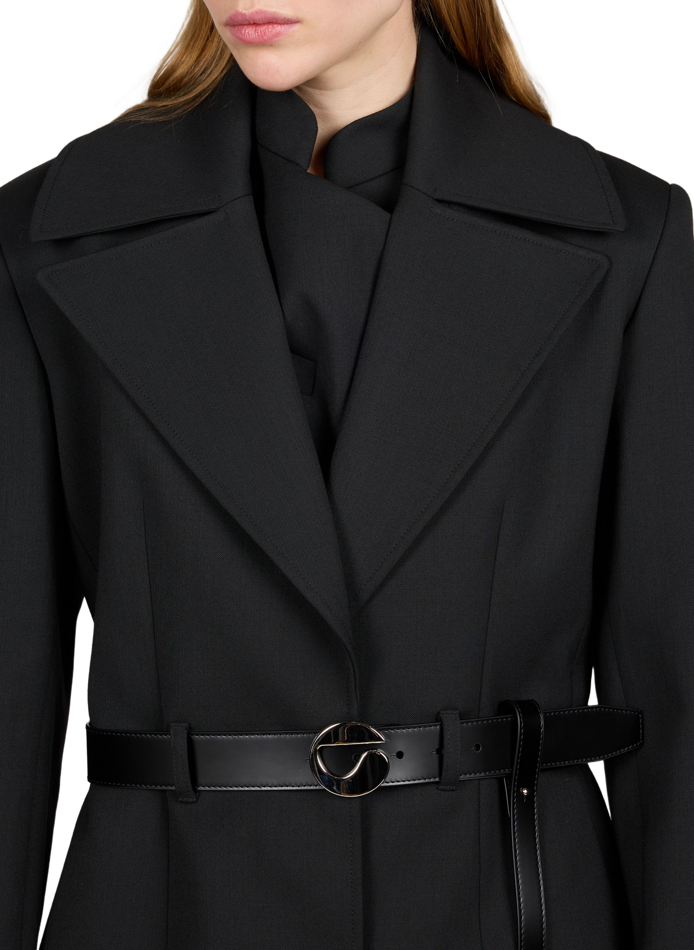 Straight belted coat with tailored collar COPERNI Black