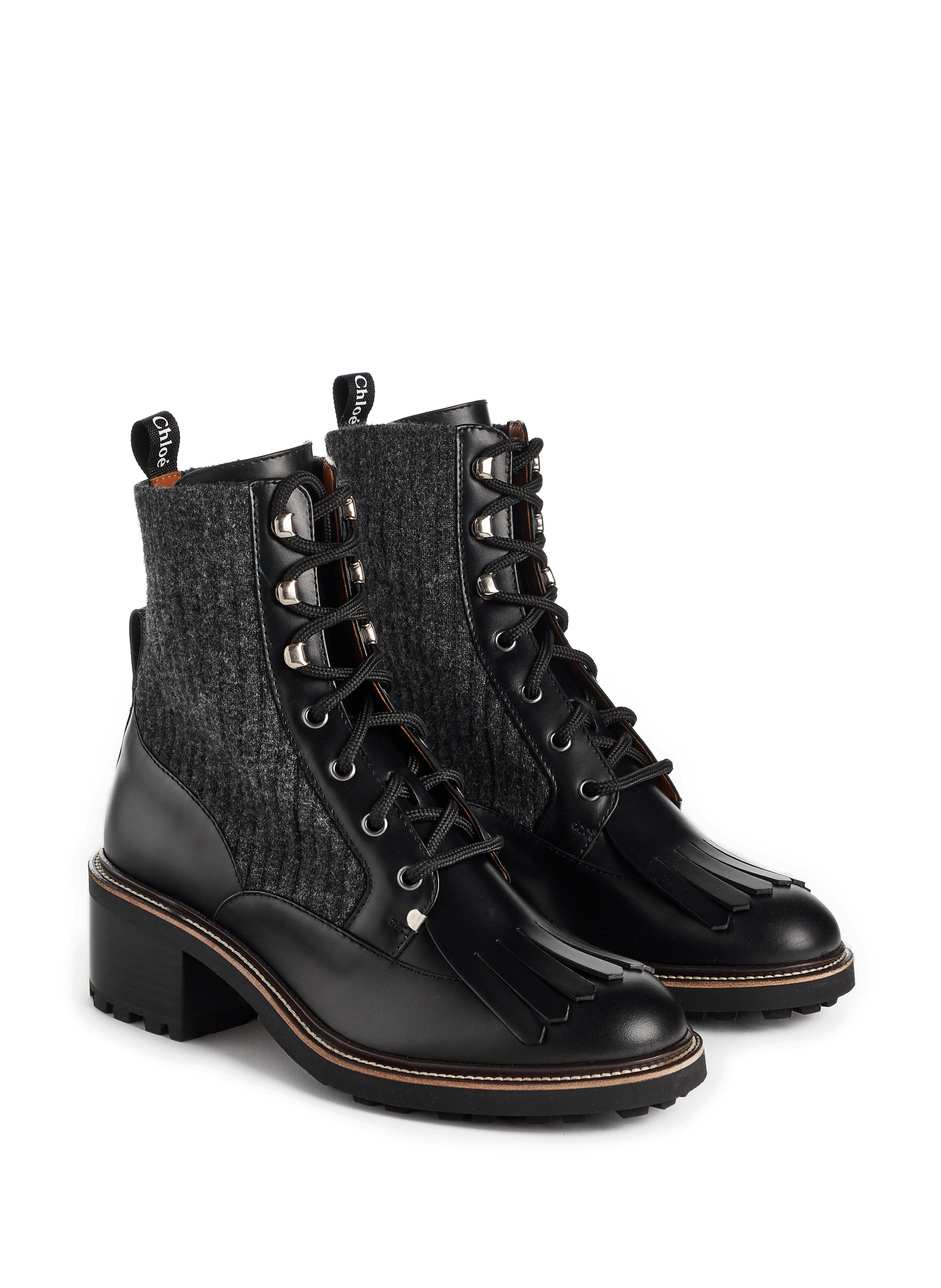 Bottines chaussettes Franne en laine et cuir de veau