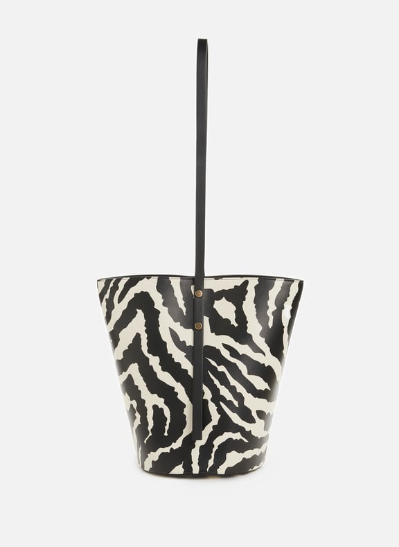 Sac cabas à imprimé zébré en cuir Noir by SAISON 1865 SAISON 1865 Sac cabas à imprimé zébré en cuir Noir