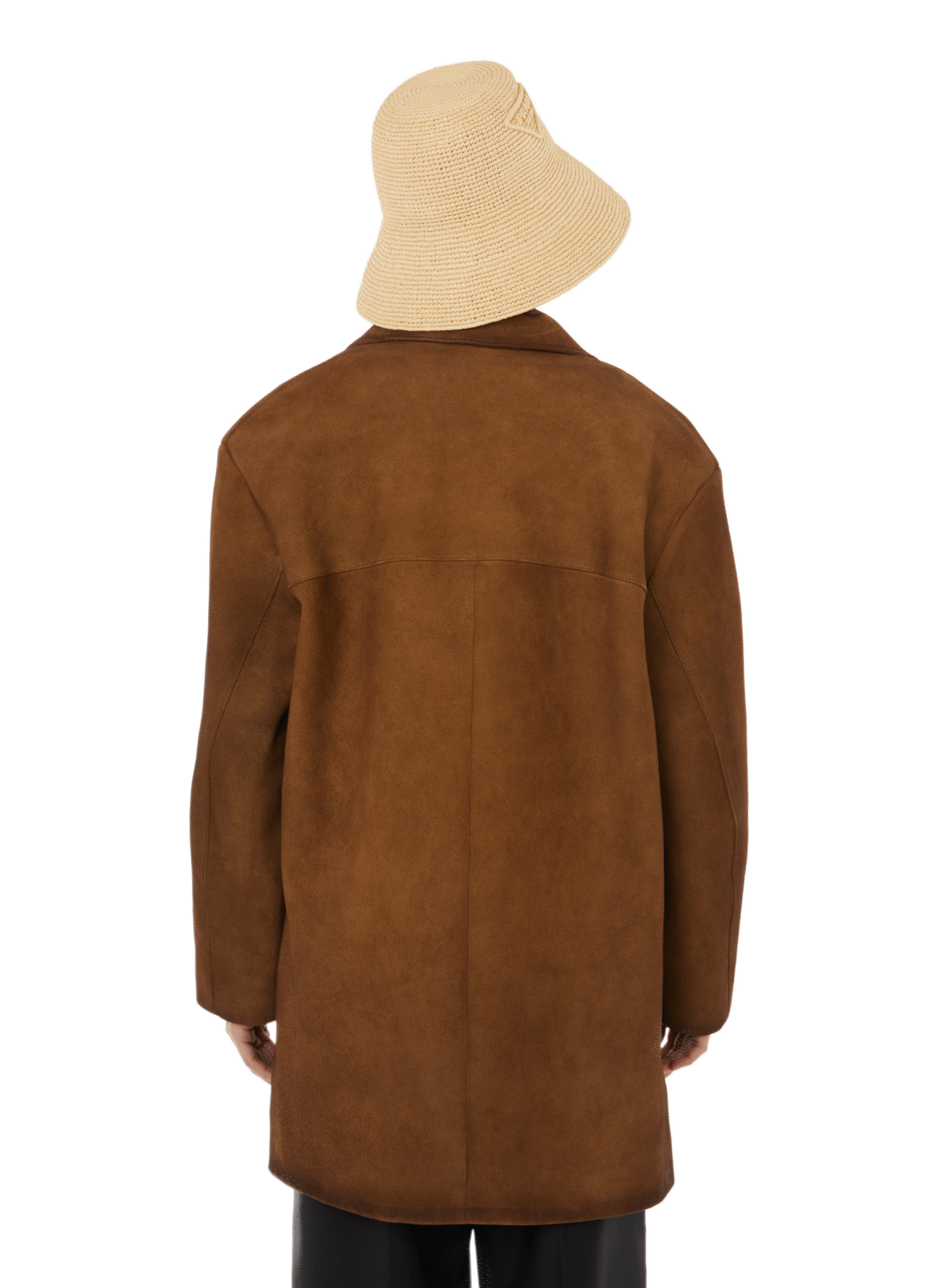 Manteau en cuir d&#039;agneau PRADA Marron