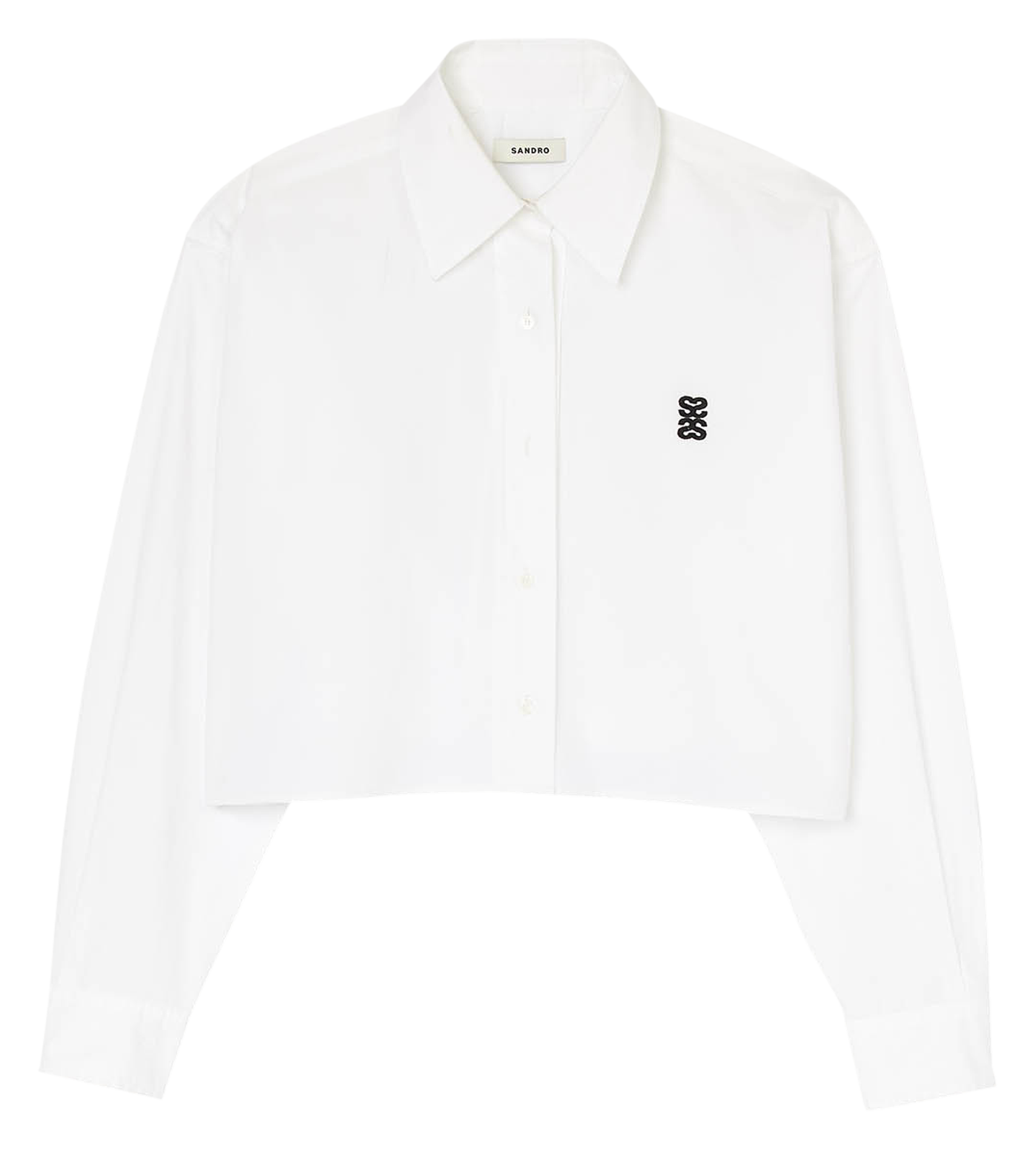 Chemise courte en popeline de coton SANDRO Blanc