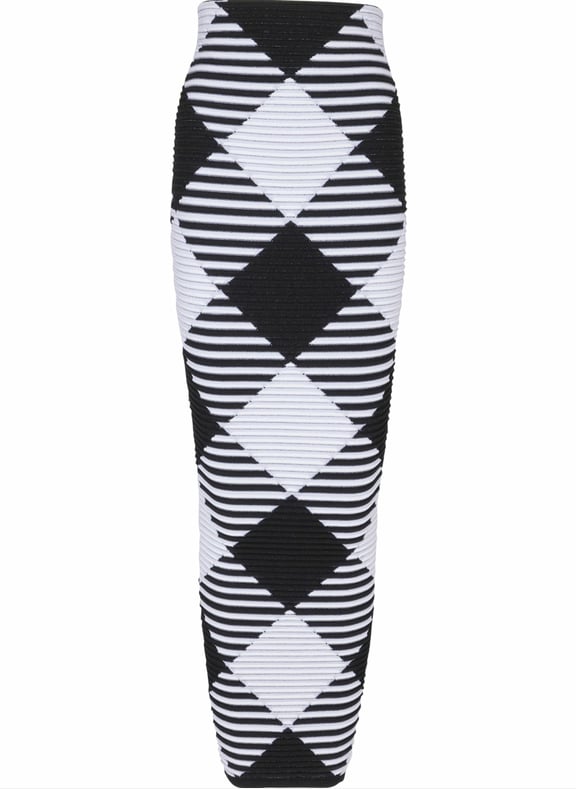 Jupe mi-longue en maille roulottée vichy Noir by BALMAIN BALMAIN Jupe mi-longue en maille roulottée vichy Noir
