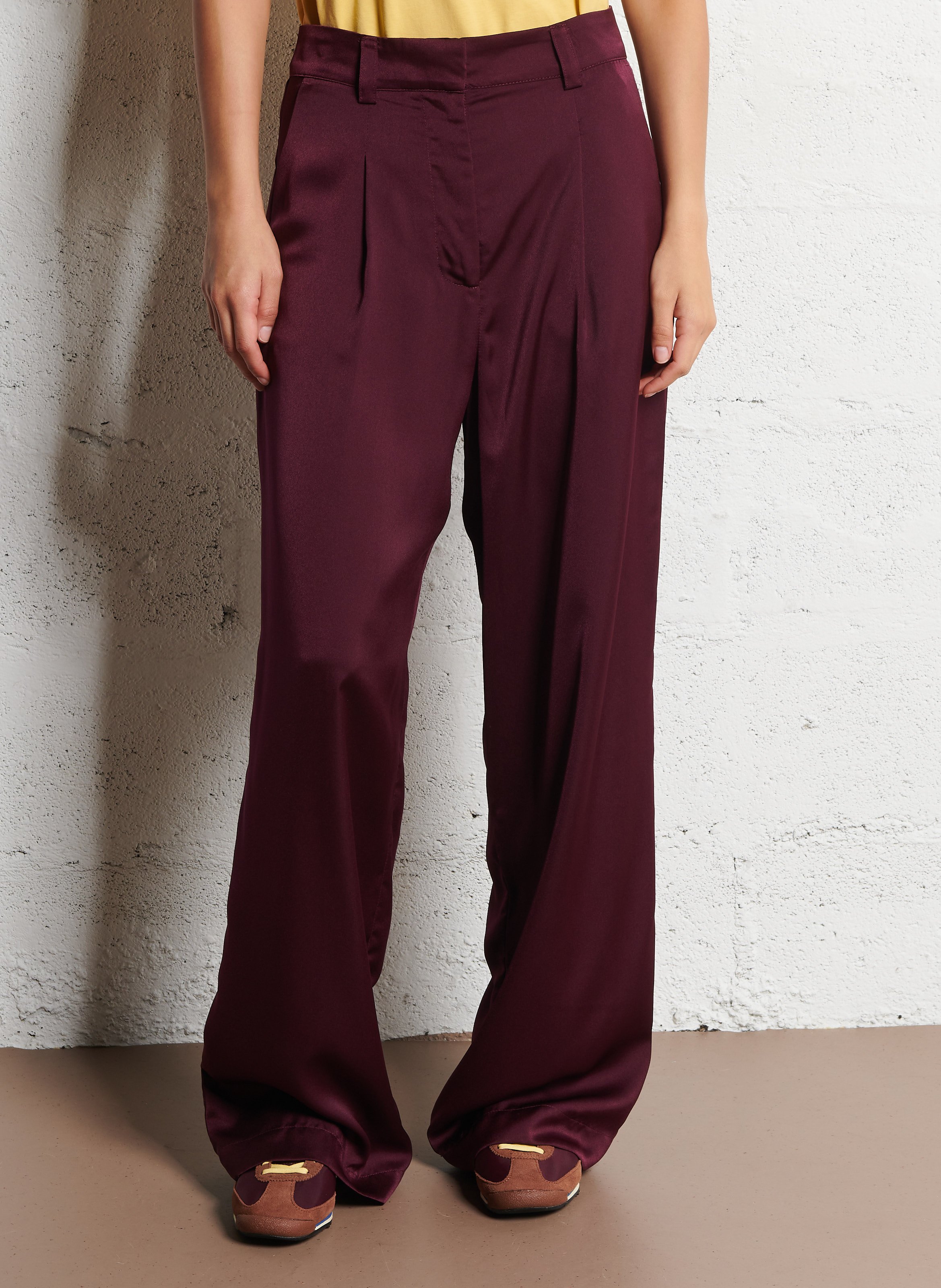 Pantalon droit satiné taille haute charly BA&SH Violet