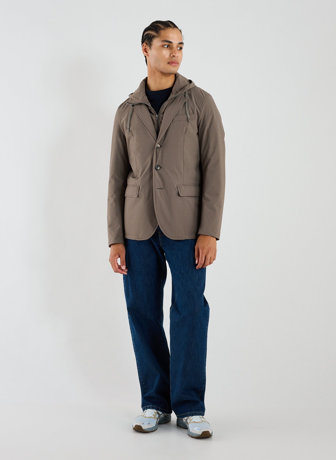 Hooded technical jacket HERNO Brown