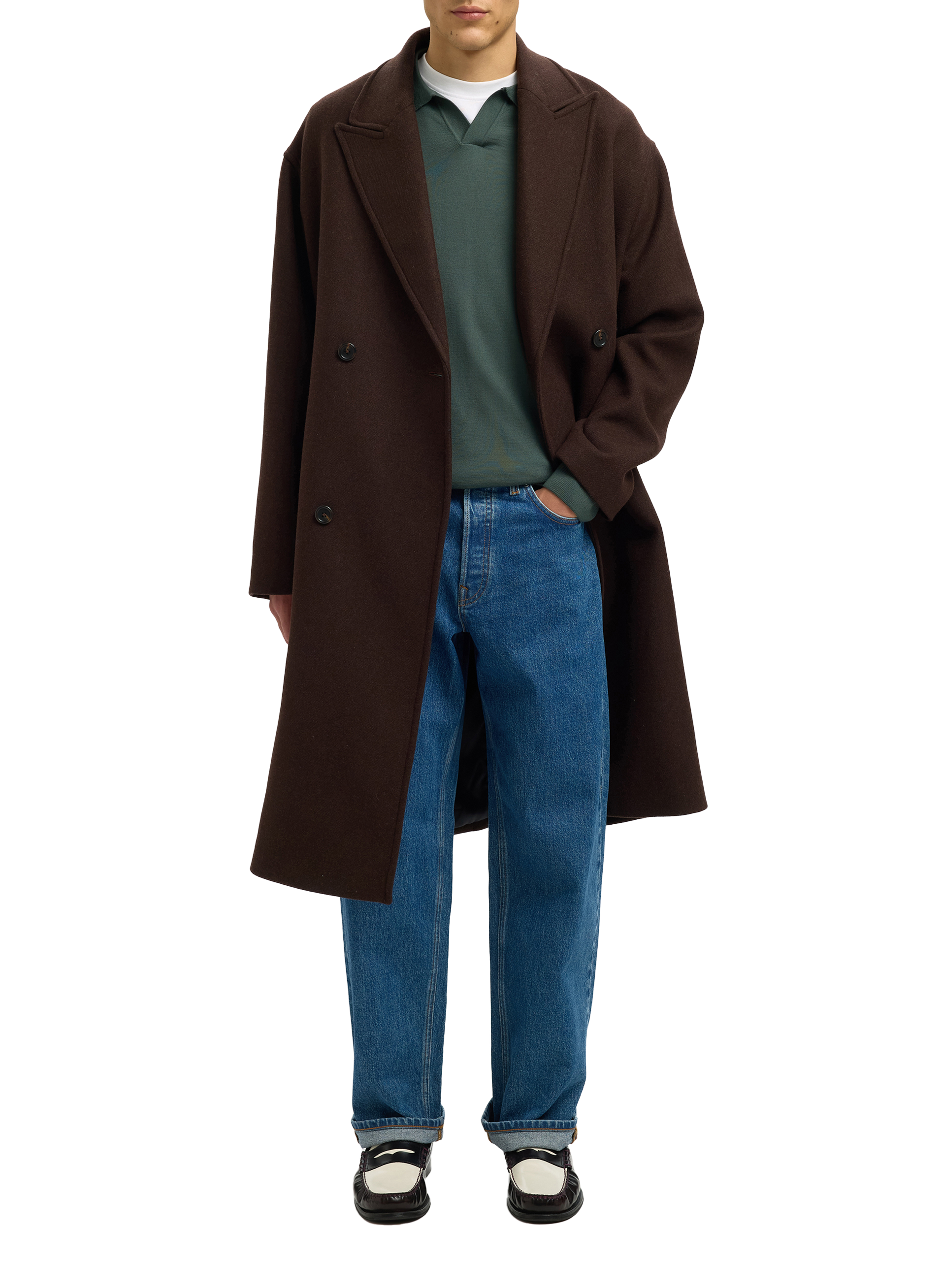 Pull polo en laine mérinos SELECTED Vert