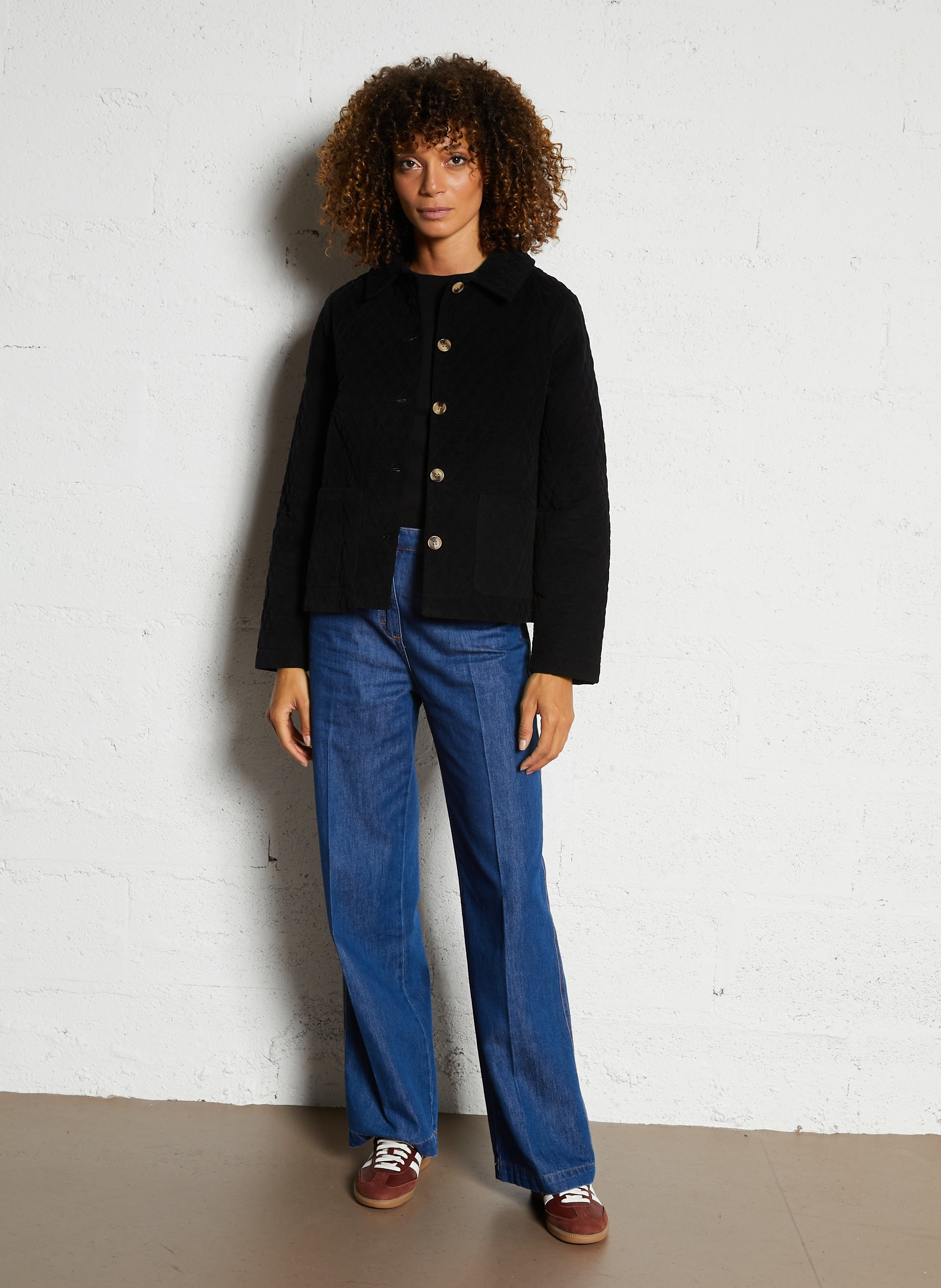 Veste col classique matelassée en coton mélangé ARMOR-LUX Noir