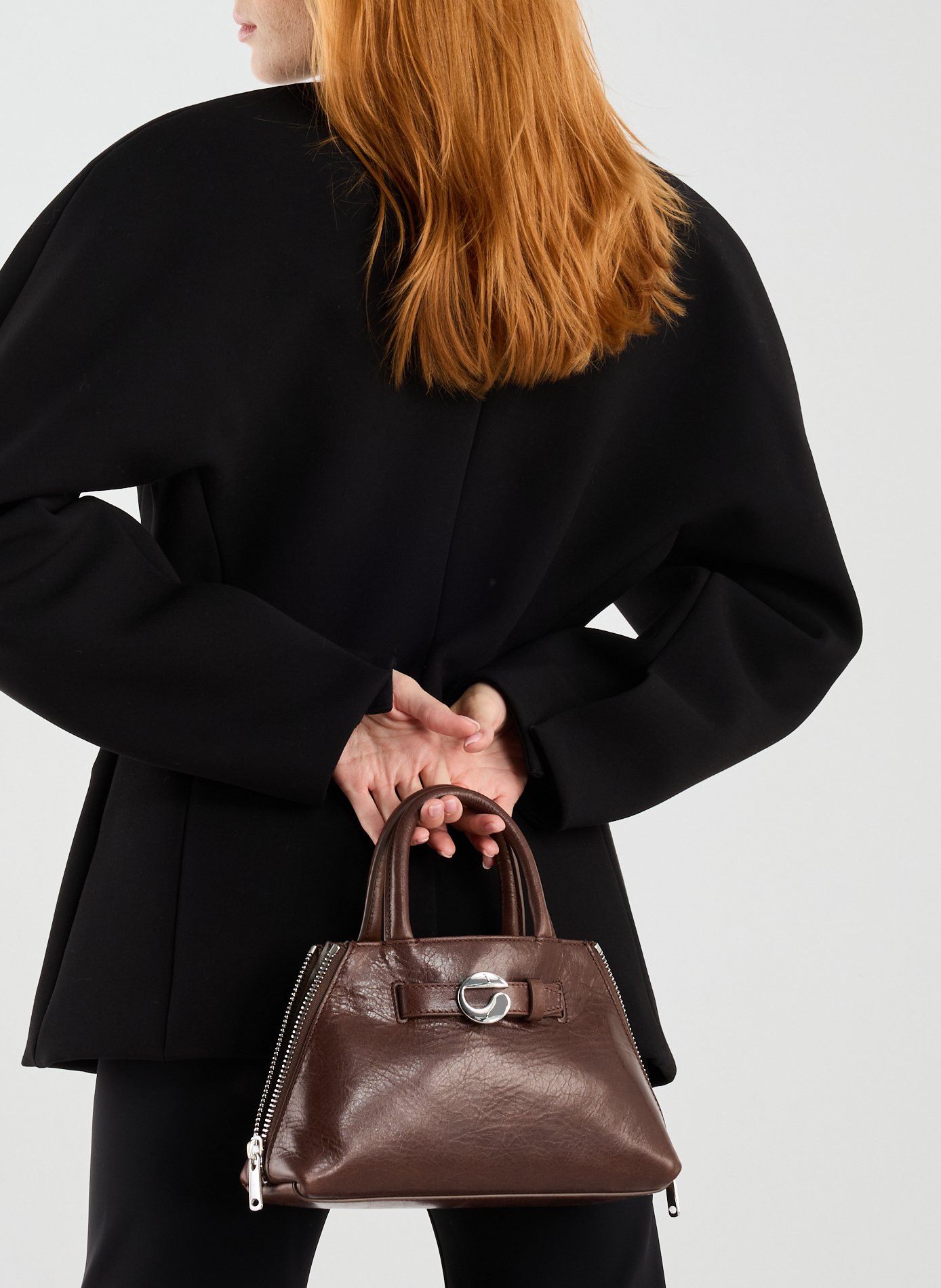 Data leather shoulder bag COPERNI Brown