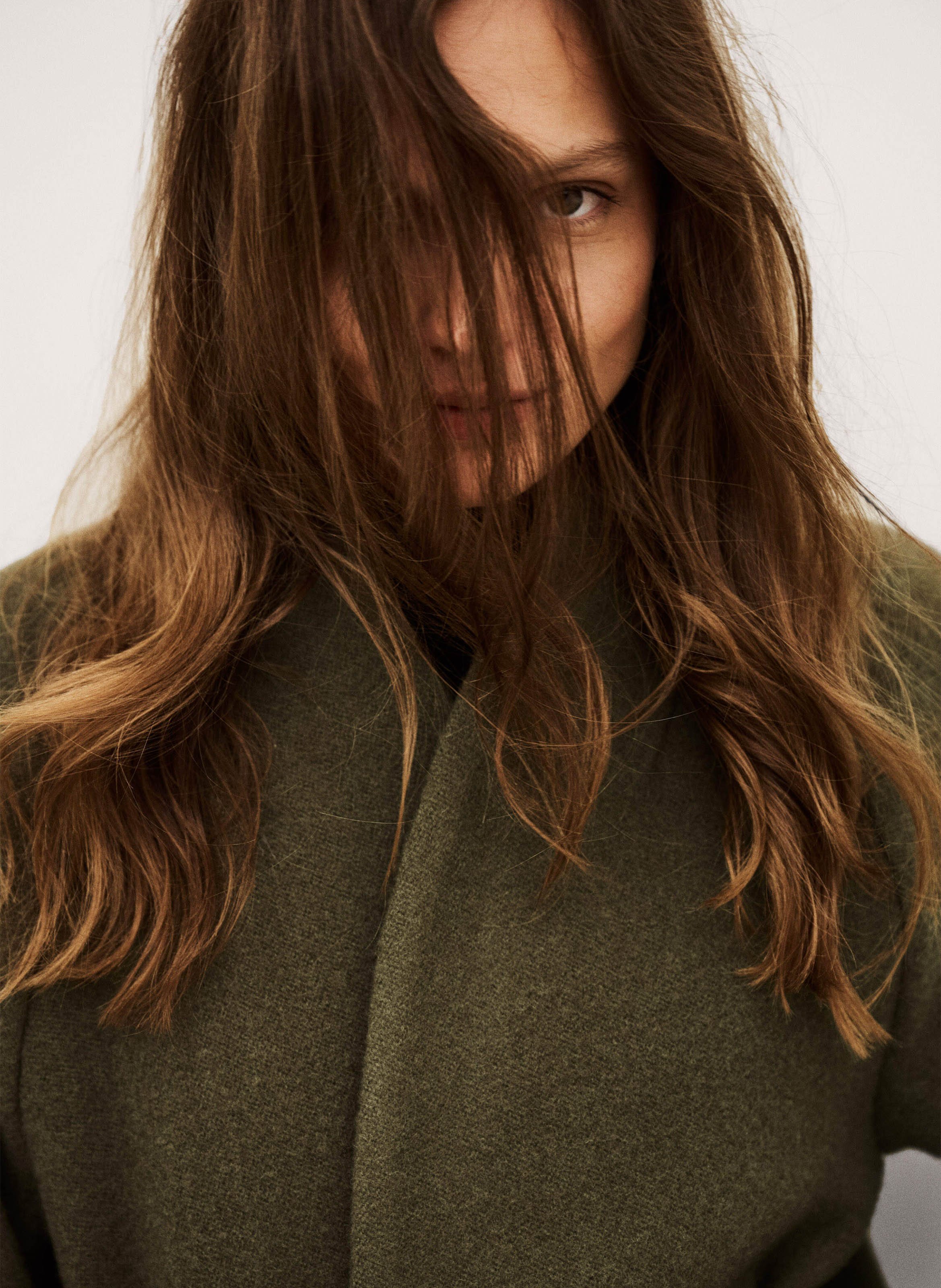 Manteau col châle en laine hini BA&SH Kaki