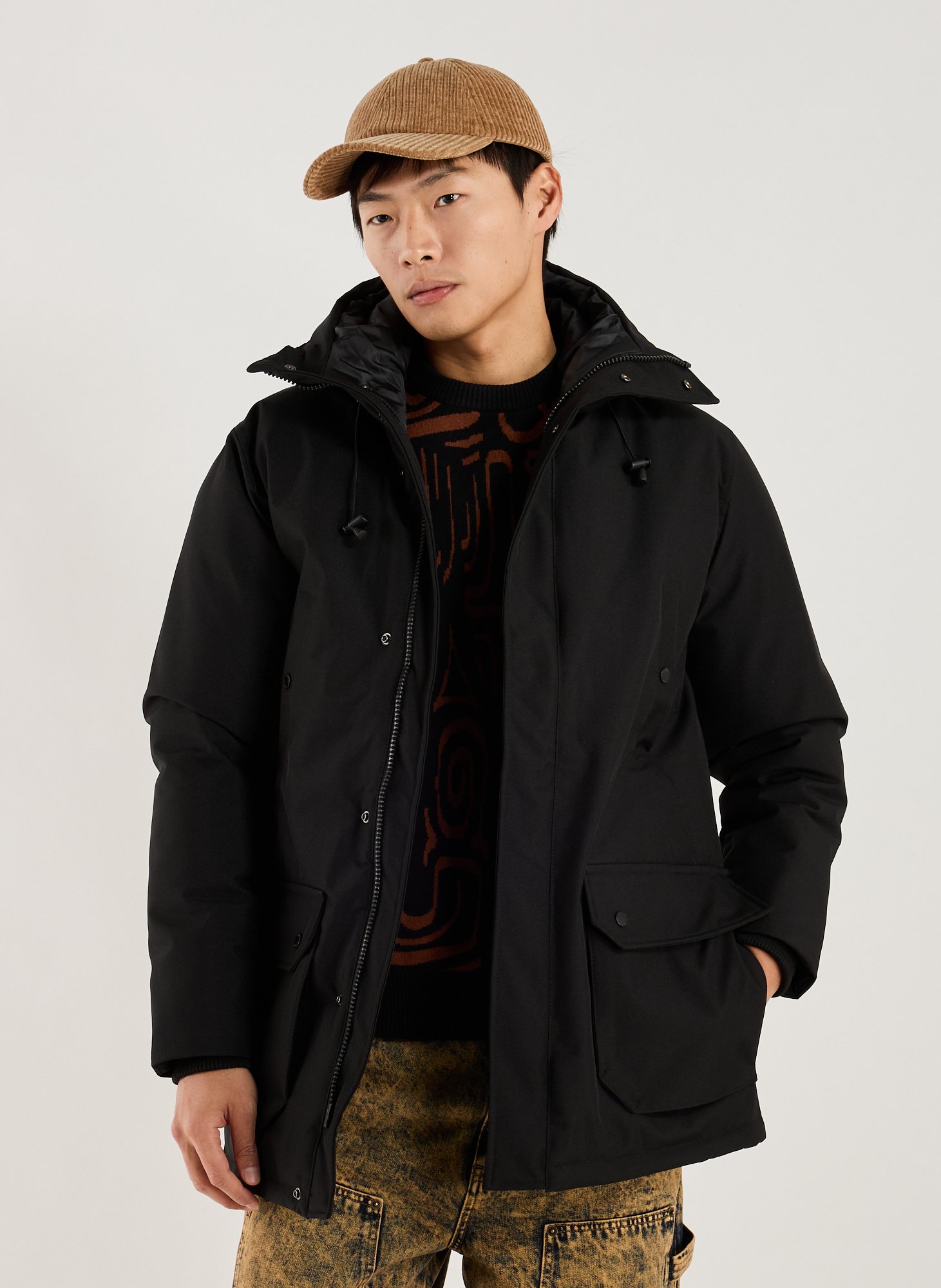 SCHOTT Parka matelassée mi-longue Noir