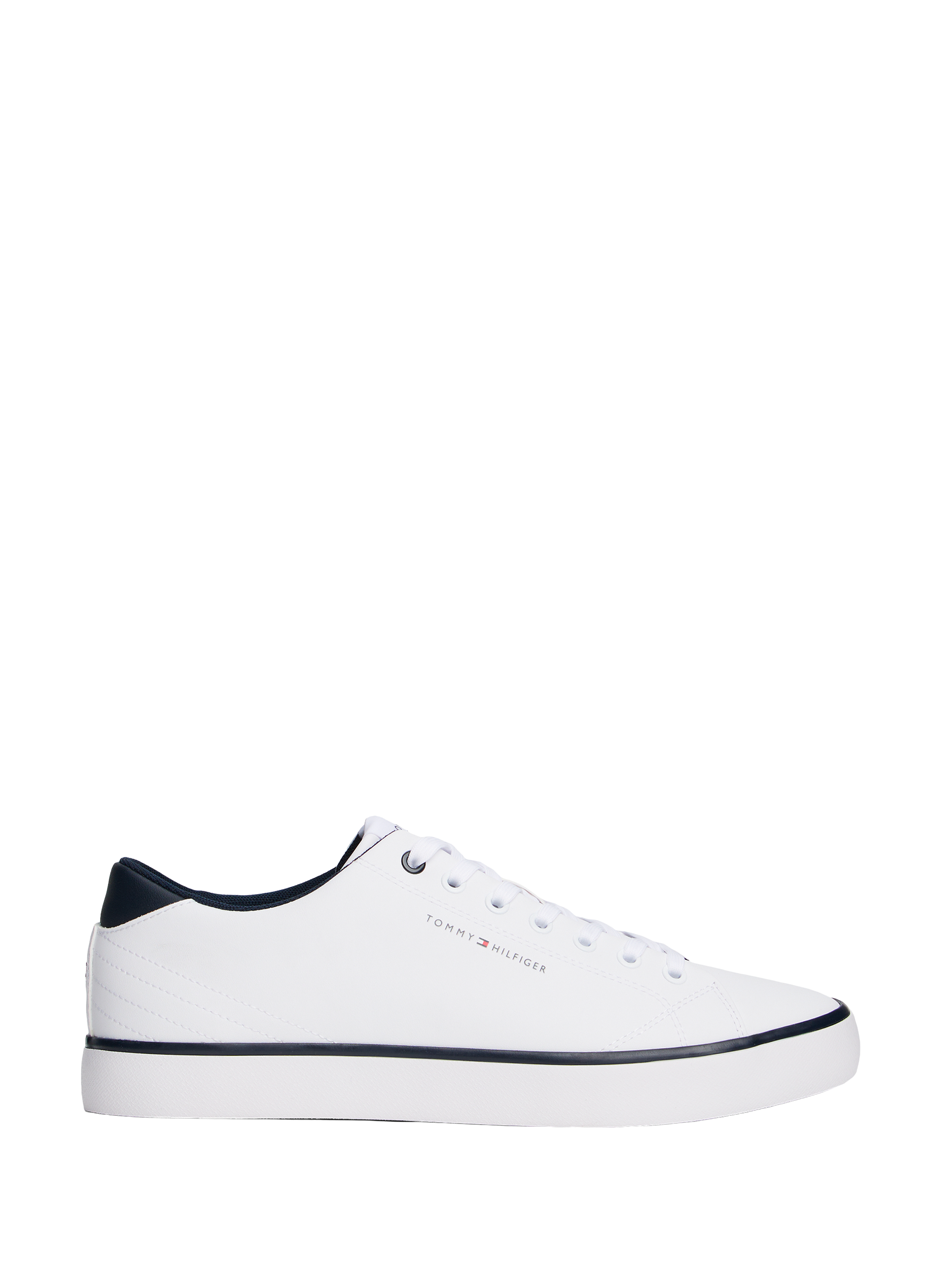 TOMMY HILFIGER Mixed leather low-top sneakers White