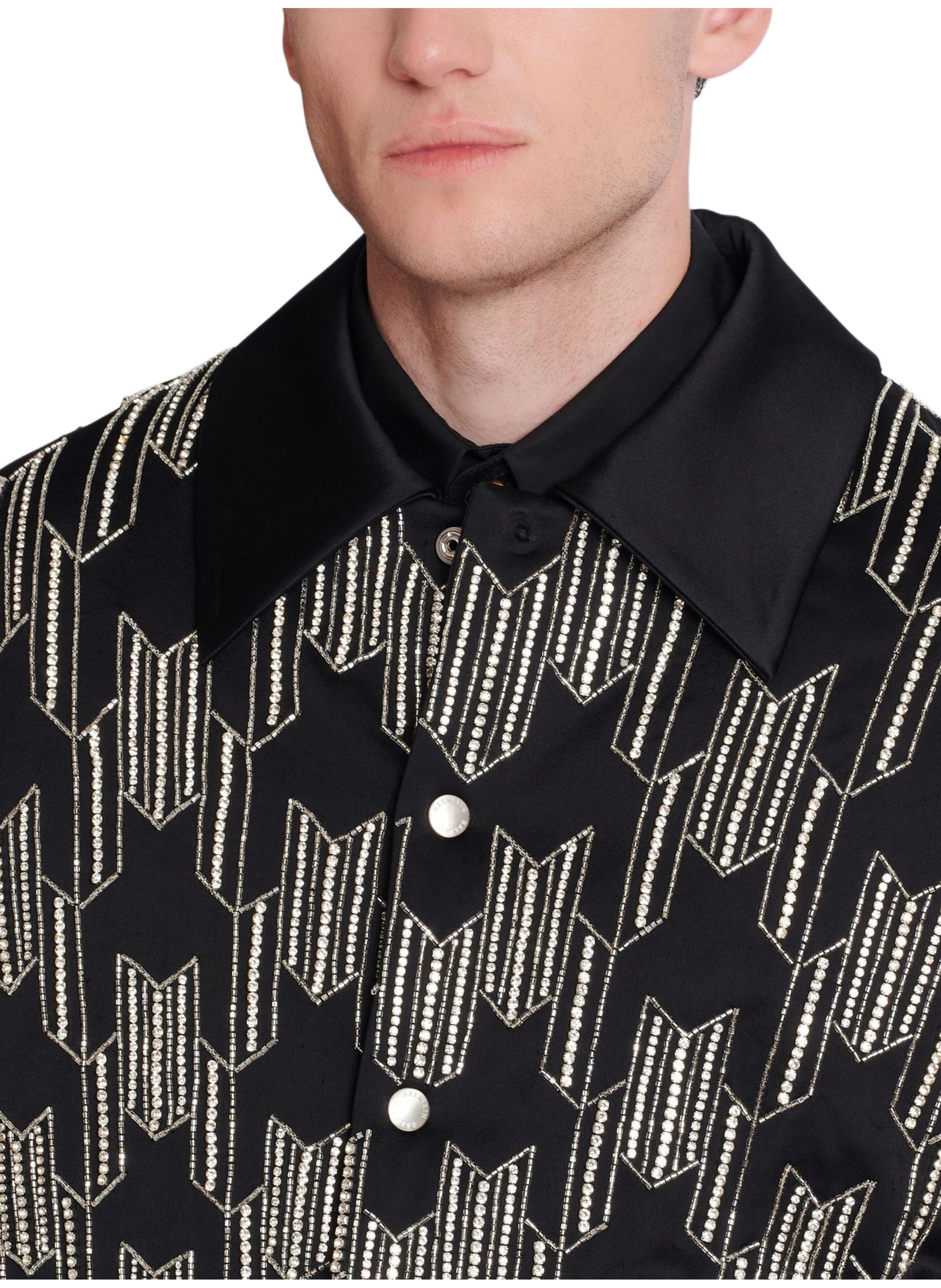 Bomber en satin avec cristaux brodés BALMAIN Noir