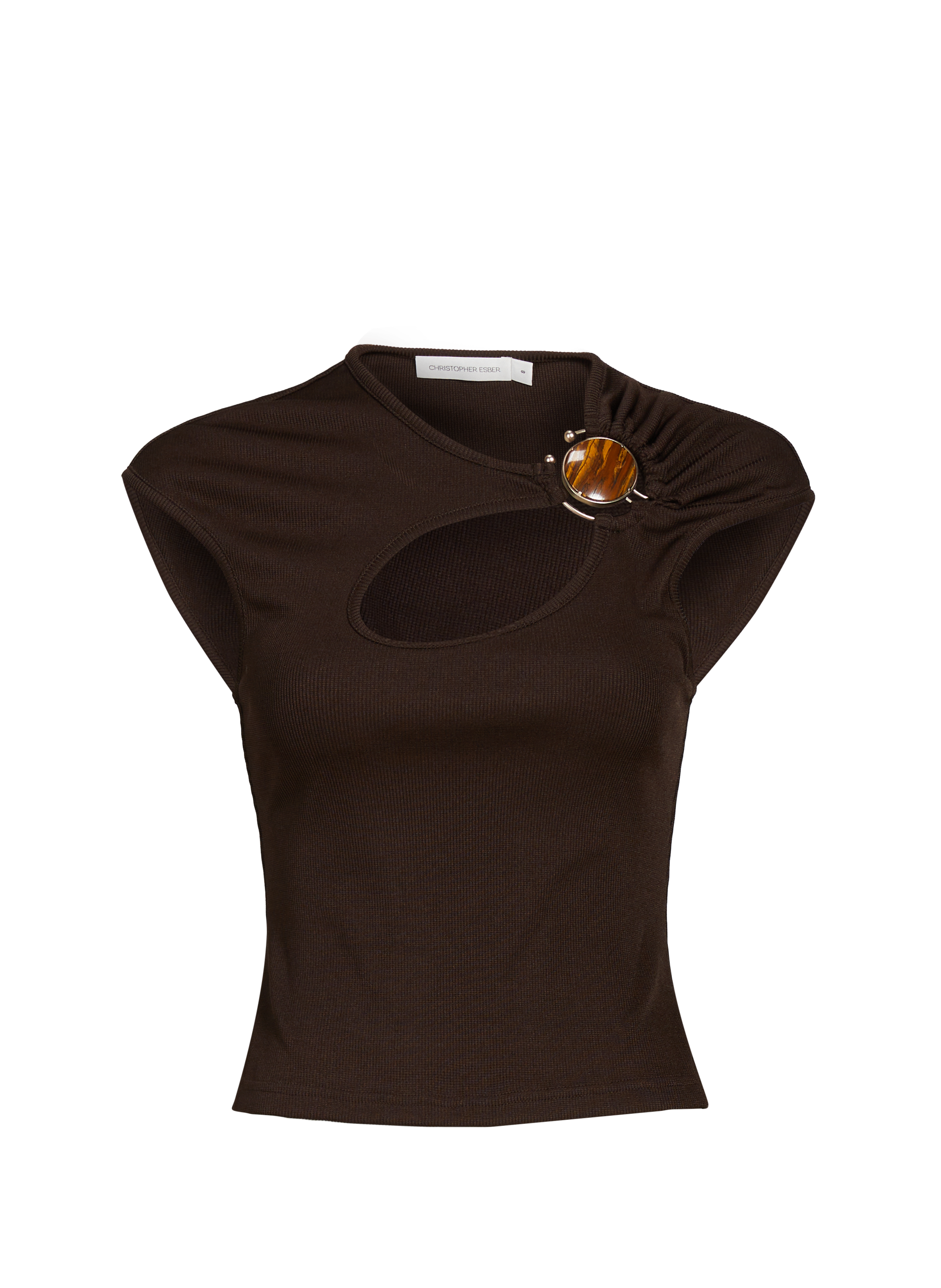 CHRISTOPHER ESBER Top ajusté avec pierre minérale Brown
