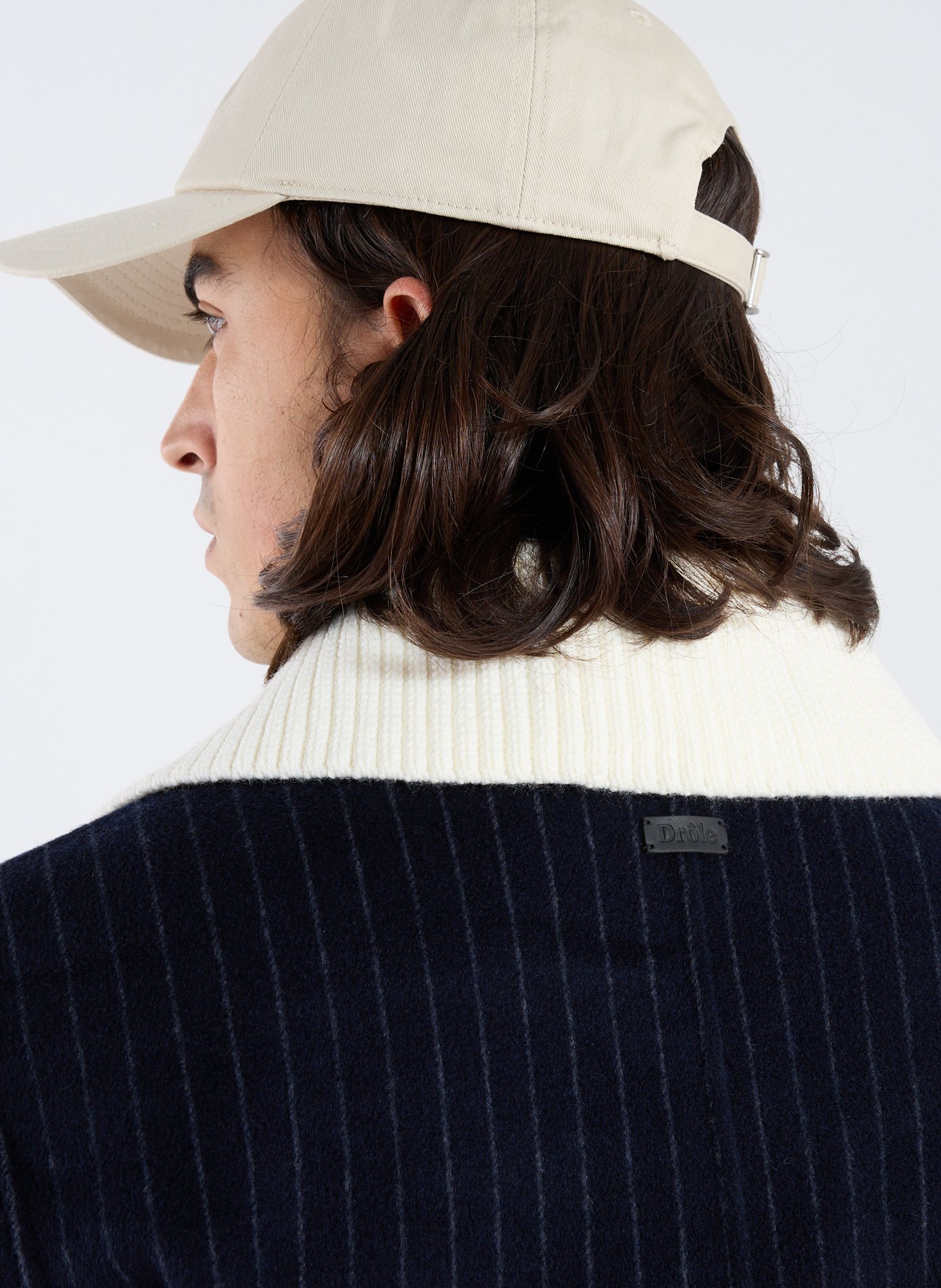 Long coat with ribbed collar in blended wool DROLE DE MONSIEUR Blue