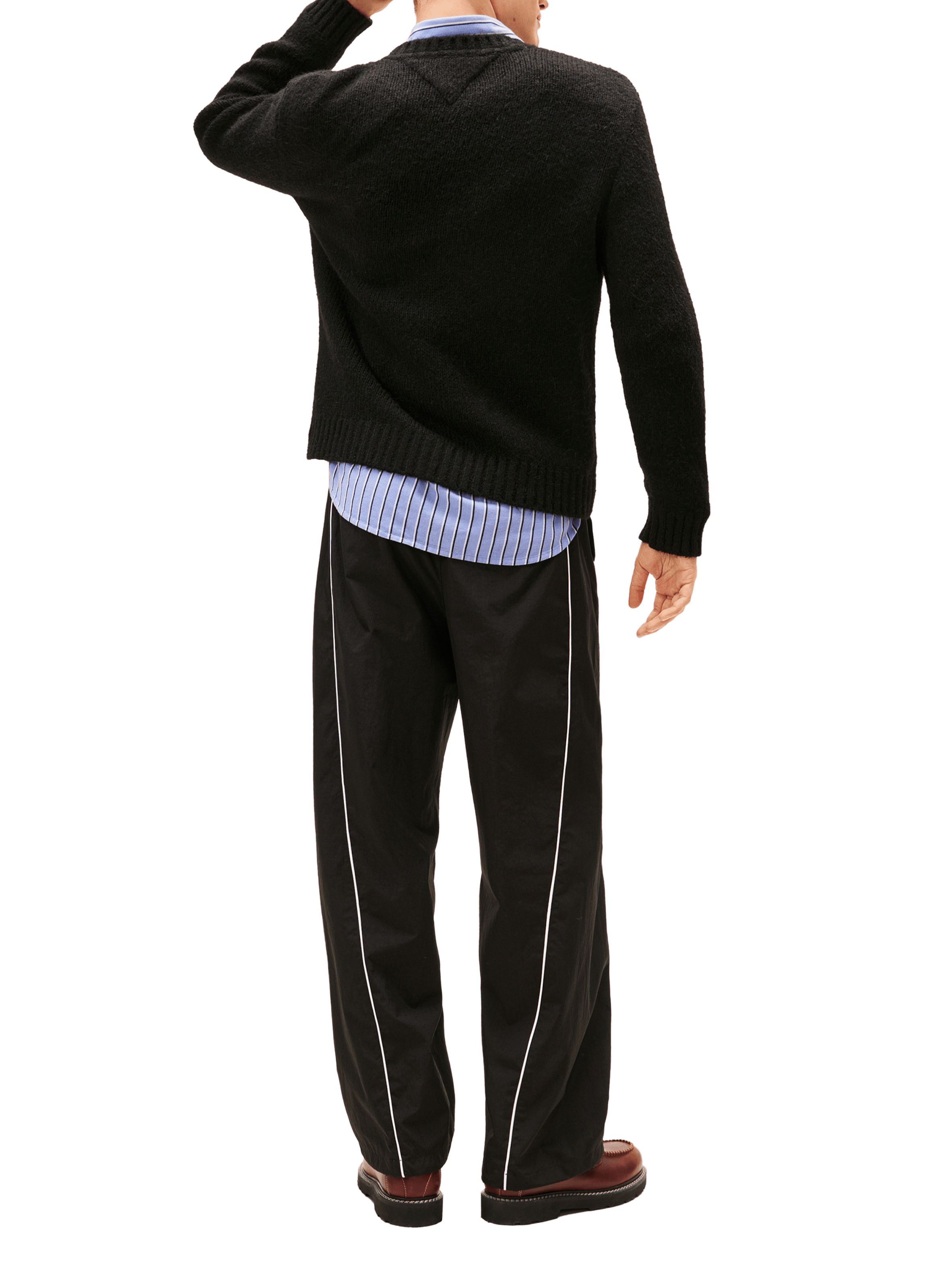 Round neck knitted sweater with logo TOMMY HILFIGER Black