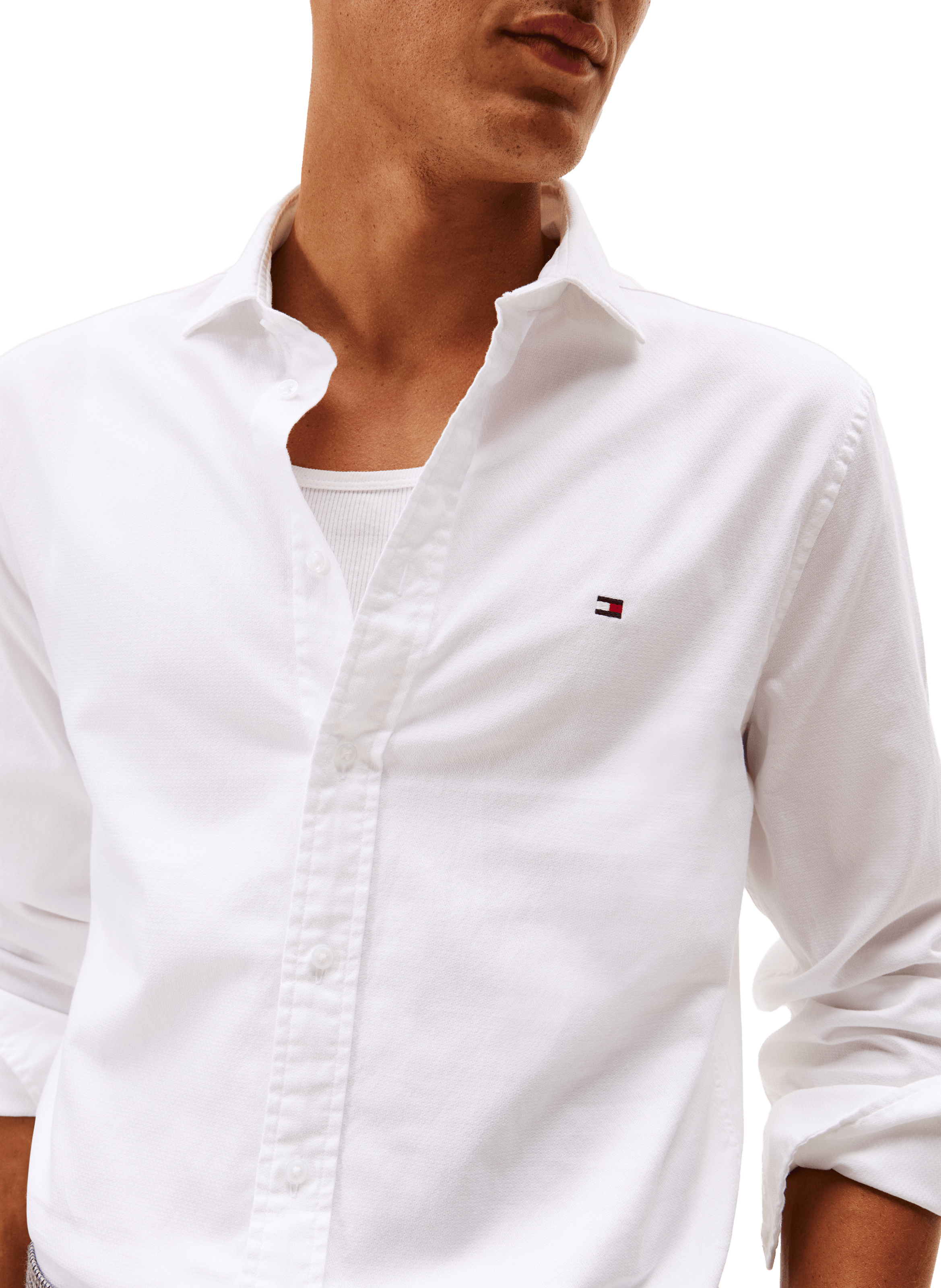 Chemise manches longues à motif en coton  TOMMY HILFIGER Blanc