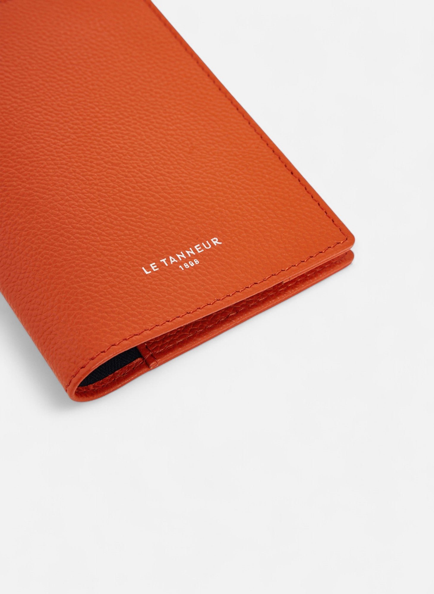 Porte passeport en cuir grainé LE TANNEUR Orange