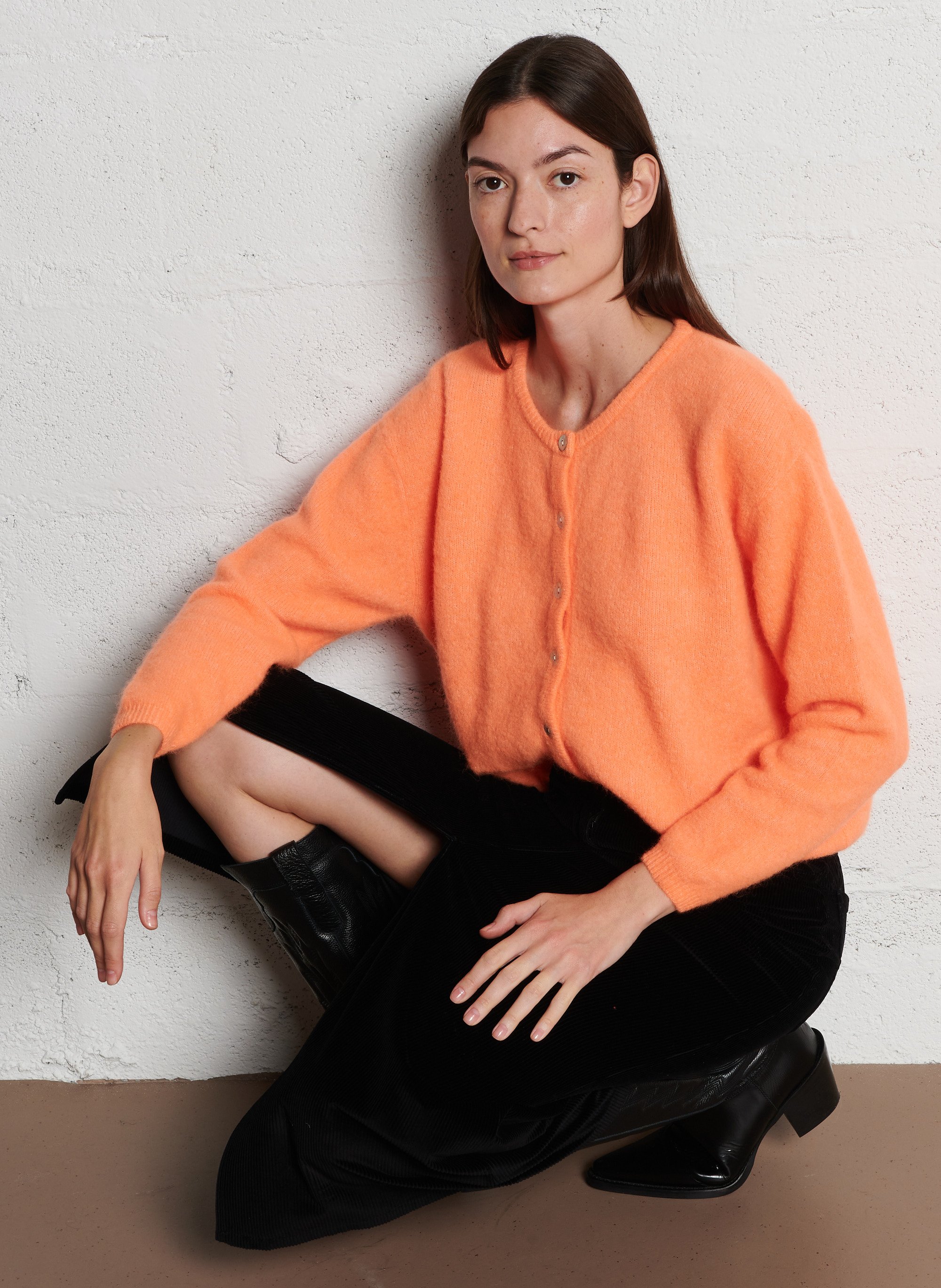 Gilet ample col rond en laine mélangée vitow AMERICAN VINTAGE Orange