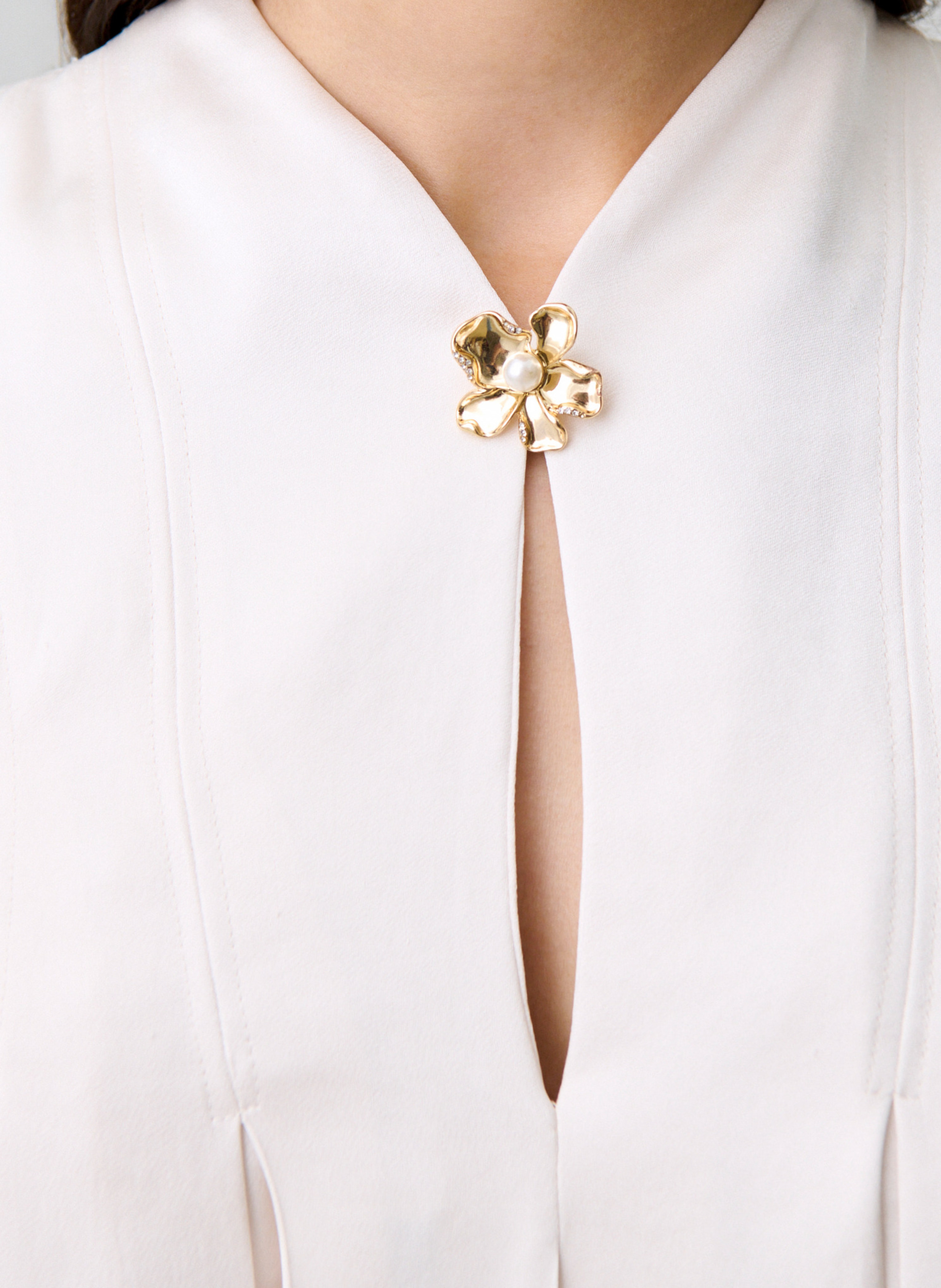 Top col mao satiné betty CLAUDIE PIERLOT Blanc