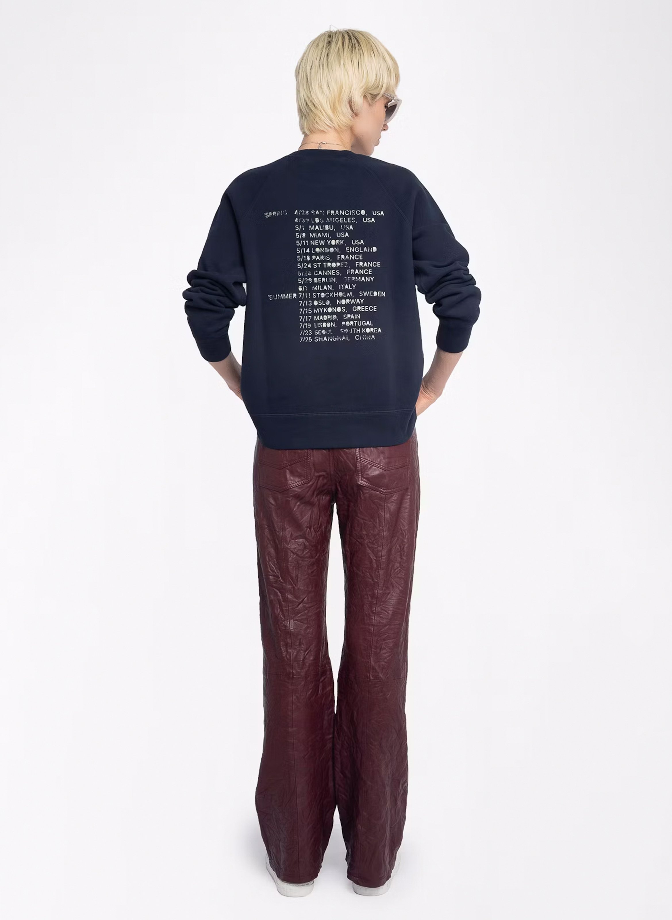 Sweat droit col rond en coton mélangé upper ZADIG&VOLTAIRE Bleu