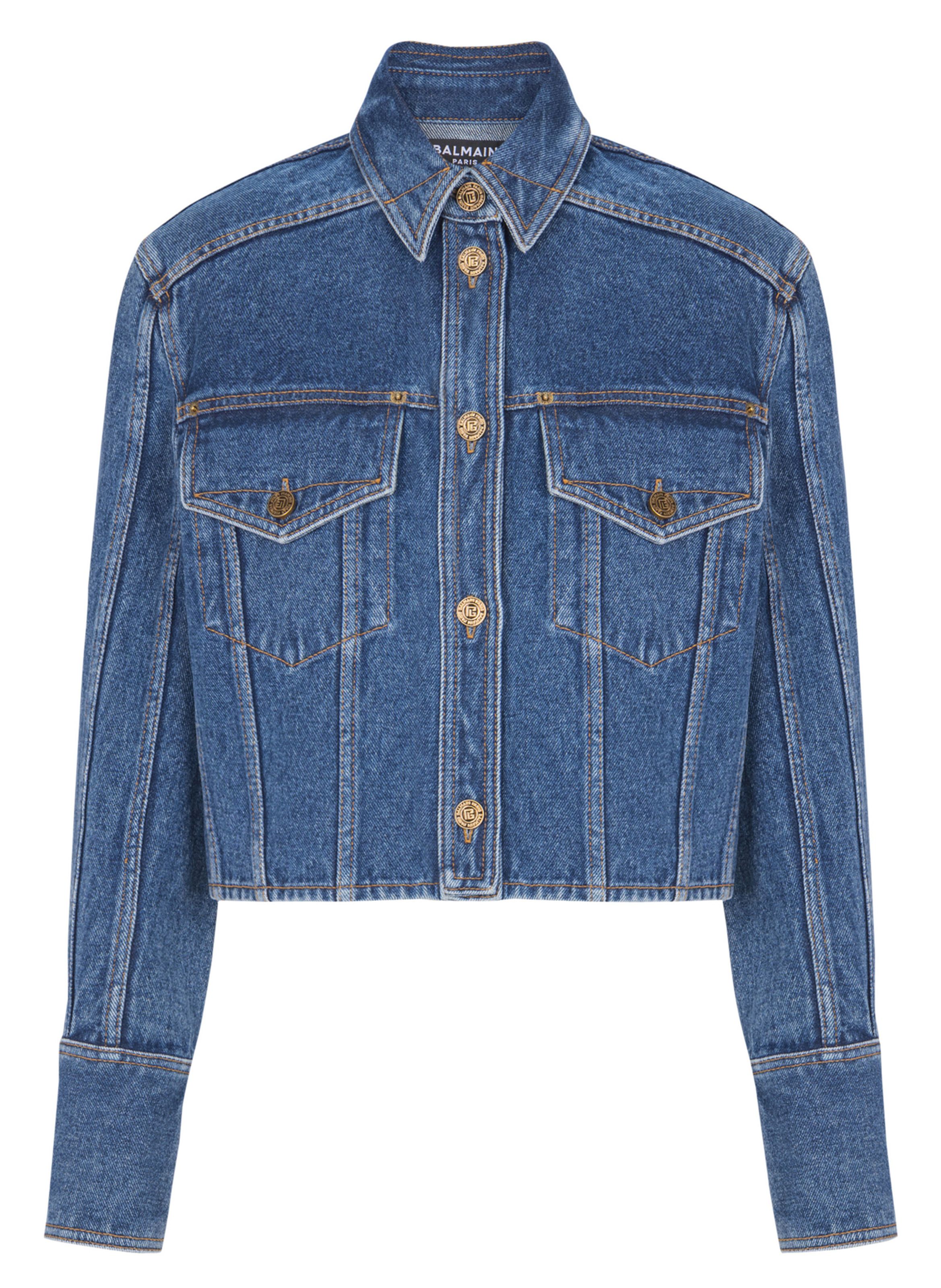 Veste courte en denim BALMAIN Bleu