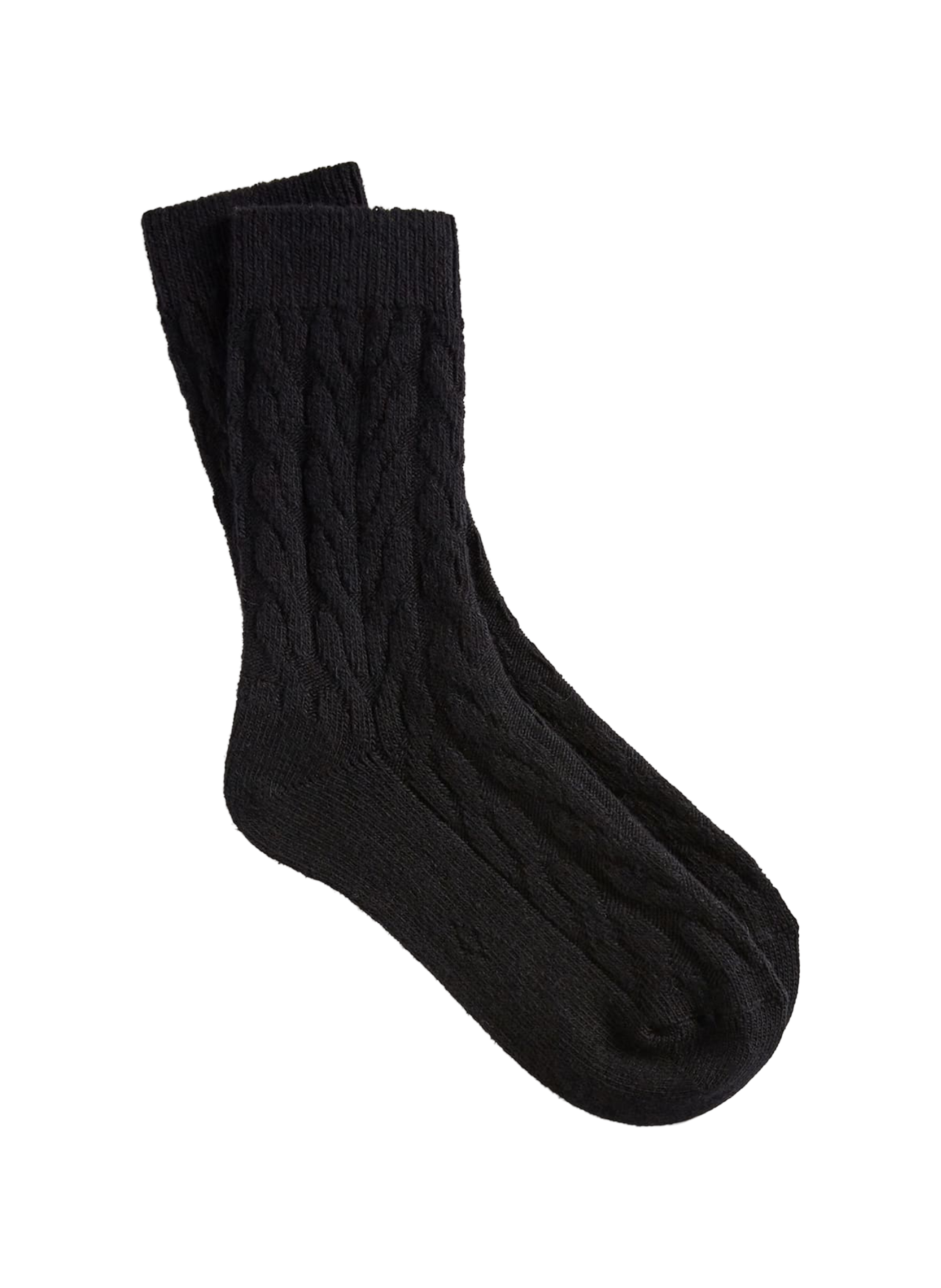 Mid-calf socks in twisted knit blend of cotton and Alpaca wool LE BOURGET Black