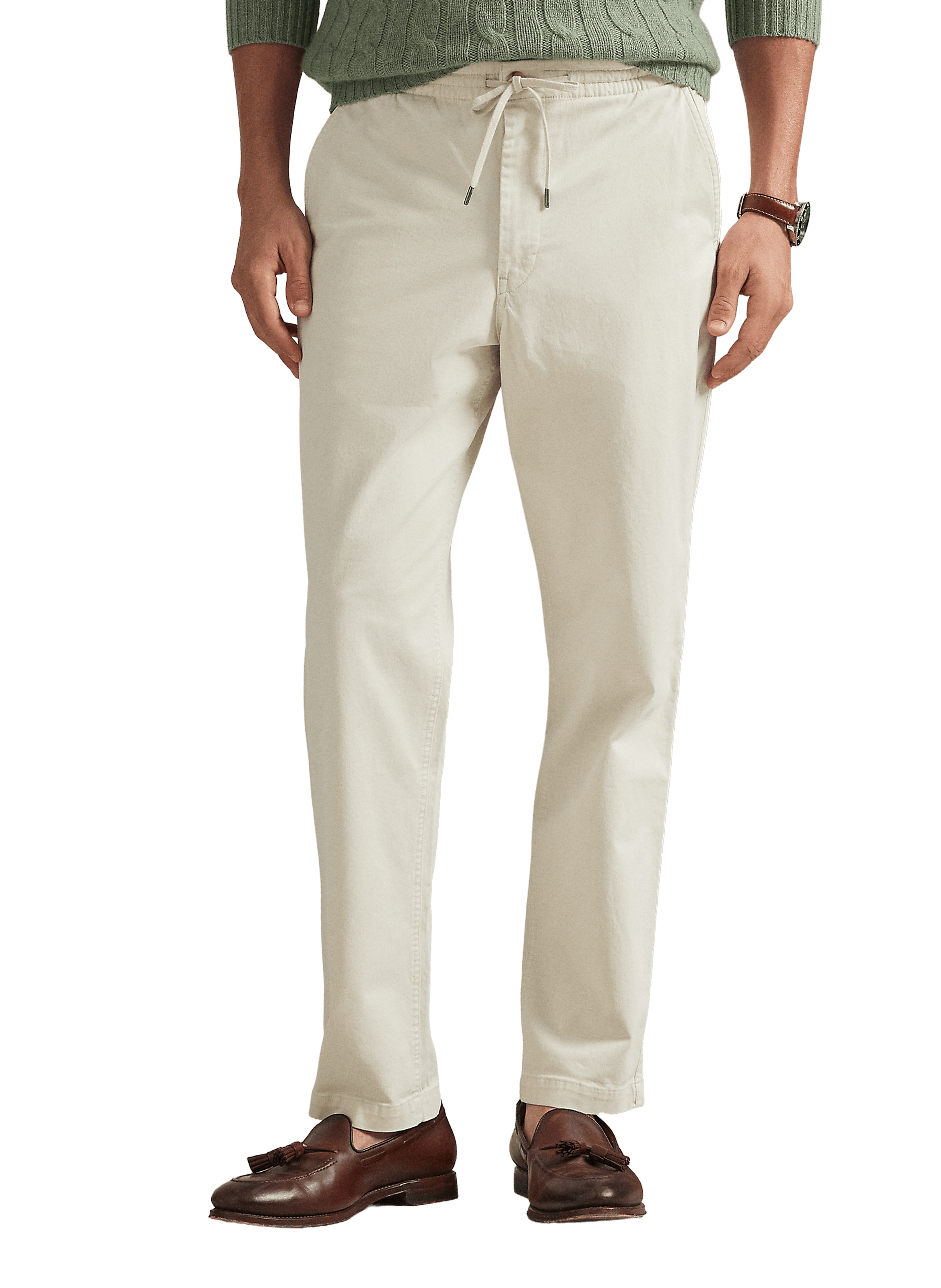 Pantalon droit taille élastiquée en coton POLO RALPH LAUREN Bleu