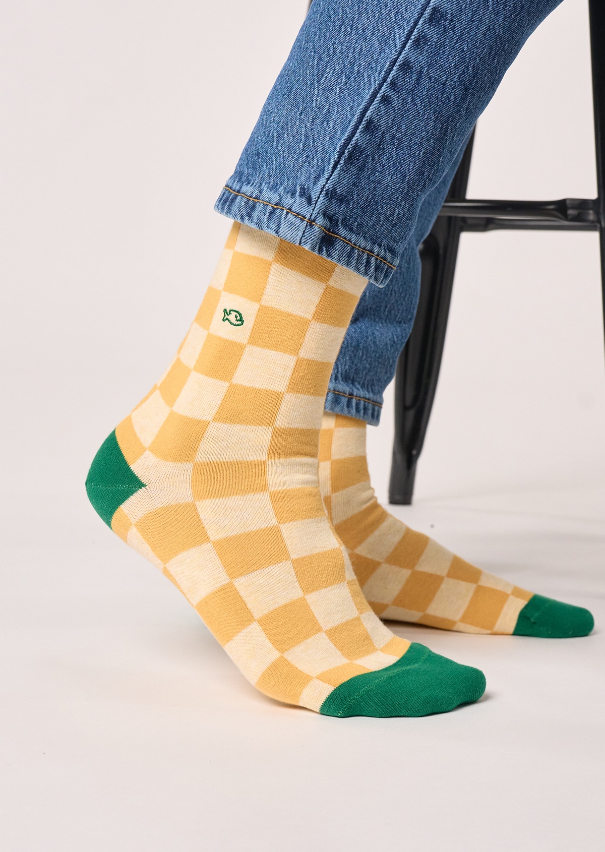 Chaussettes en coton peigné carreaux BILLYBELT Jaune
