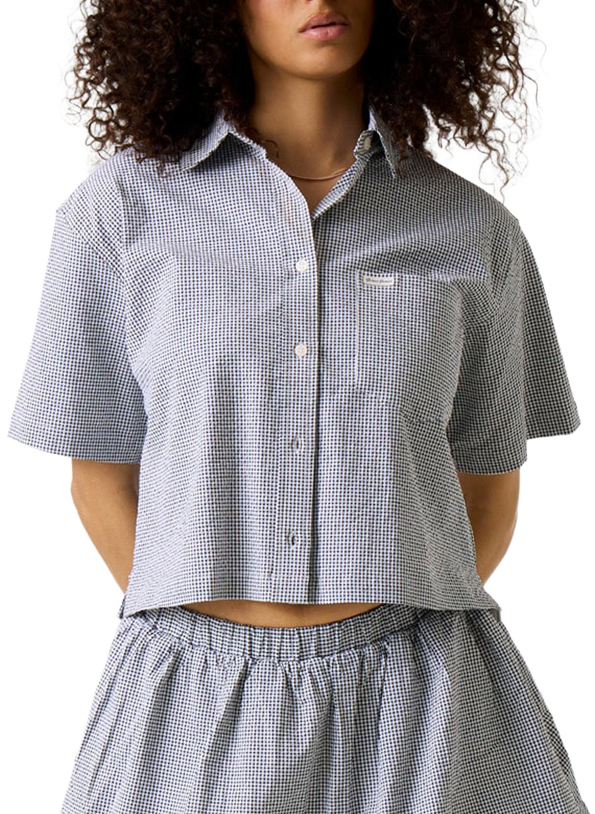 Korte mouwen geruite overhemd van katoenmix GUESS Veelkleurig