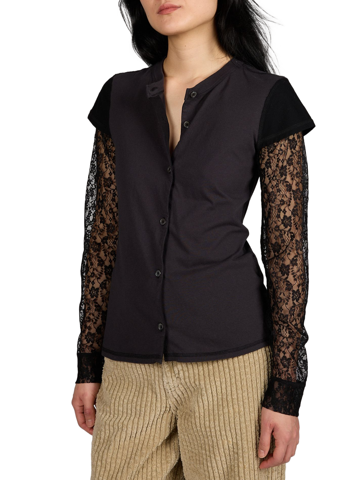 Cardigan manches dentelles en coton OUR LEGACY Noir