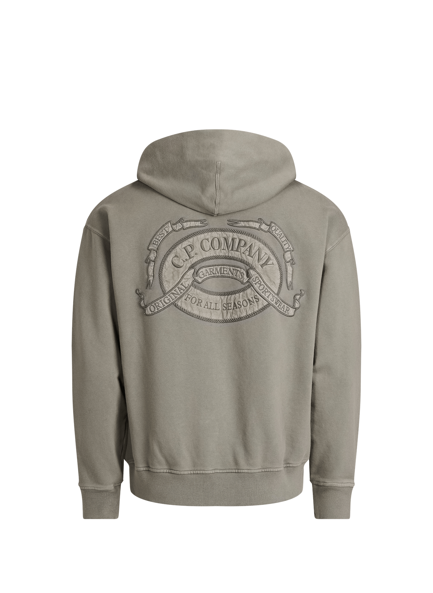 Sweat zippé à capuche brodé en coton CP COMPANY Gris