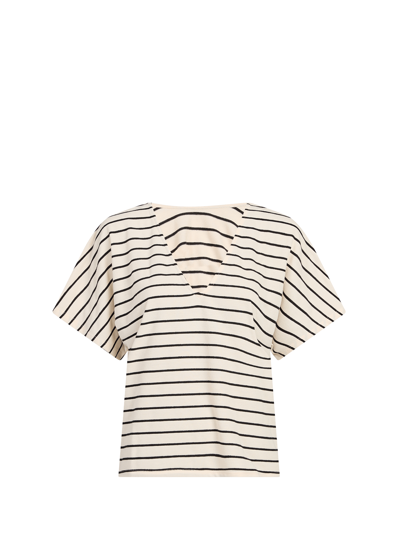 Top col V à rayures VILA Beige