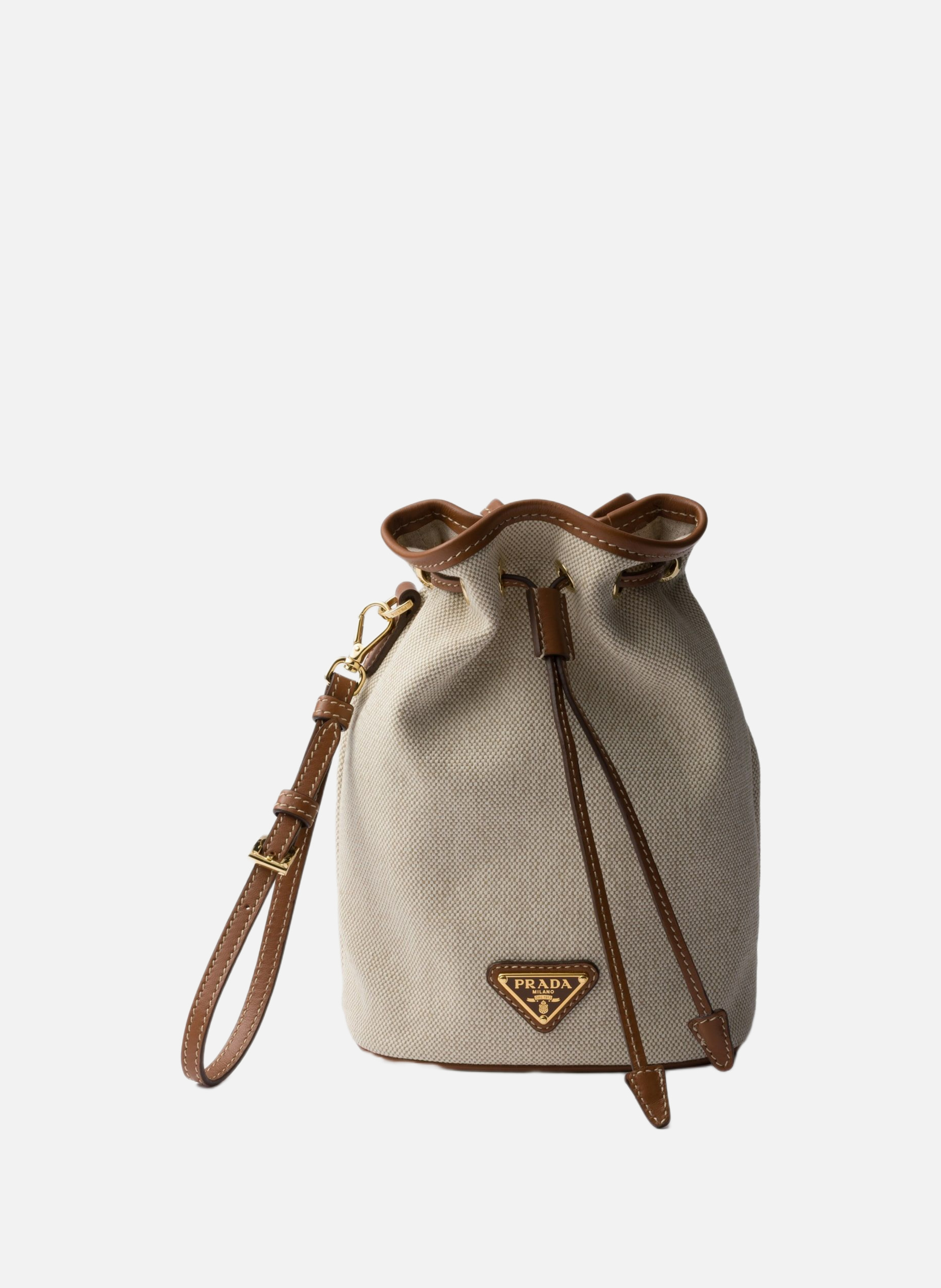 Pochette en toile et cuir PRADA Beige