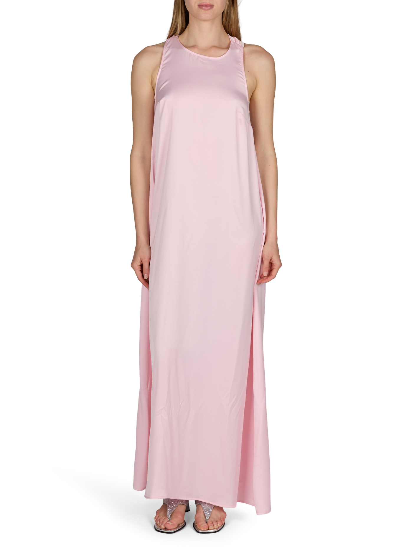 Dona Nova high-heeled sandals with rhinestones in leather NODALETO Silver