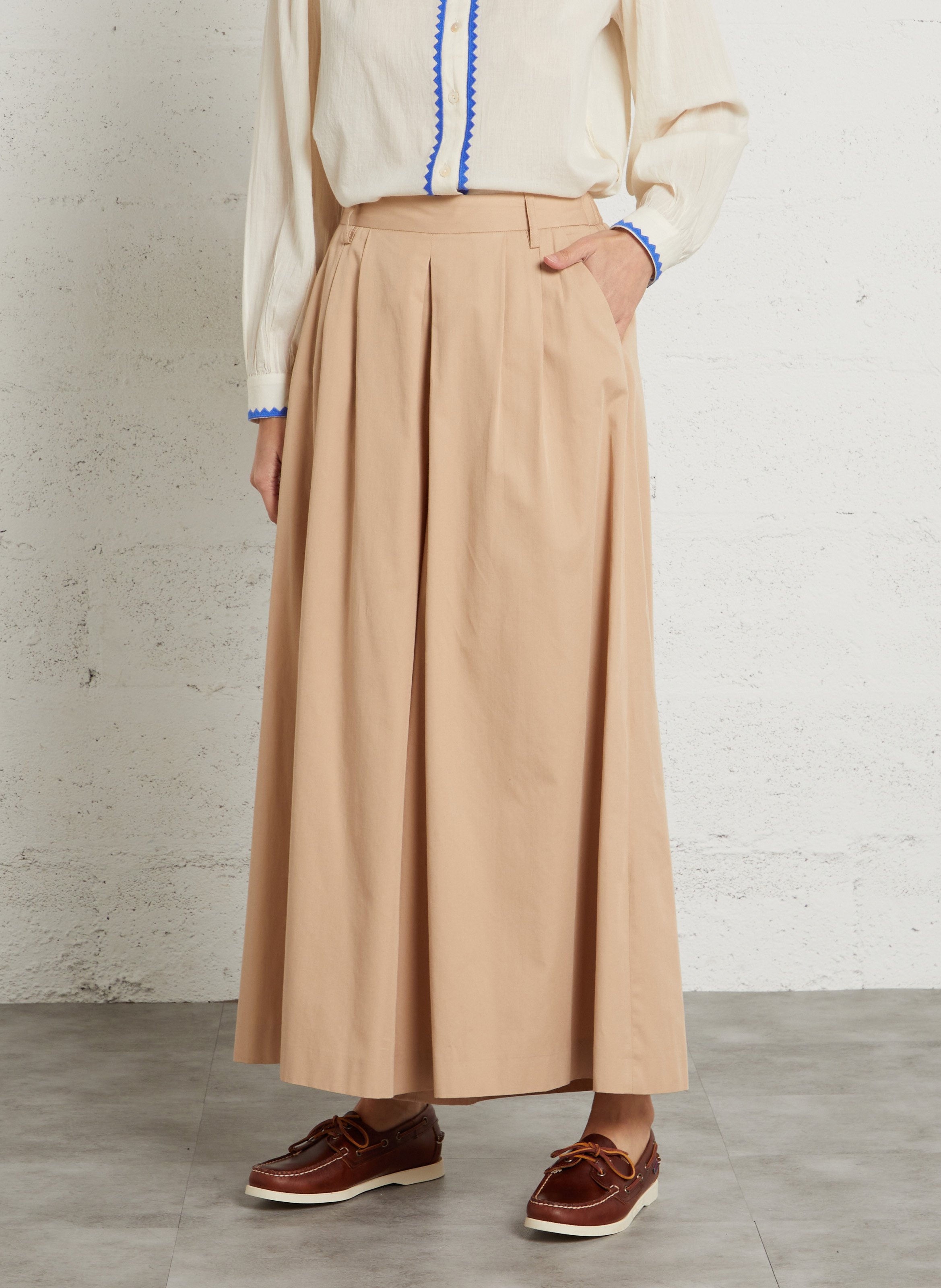 Pantalon extra large uni en coton tatiana MAISON 123 Beige