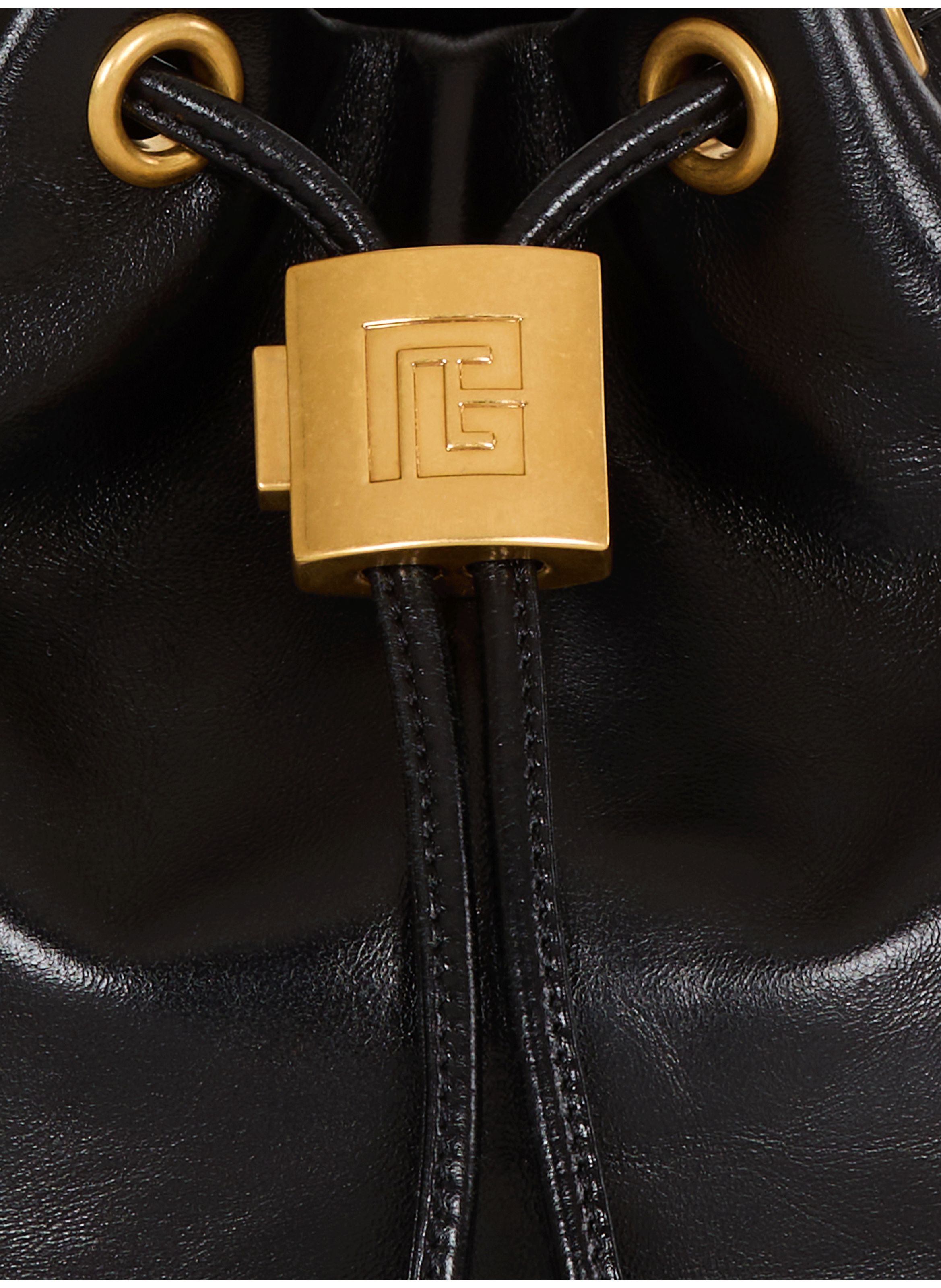 Sac pulse bucket en cuir lisse BALMAIN Noir