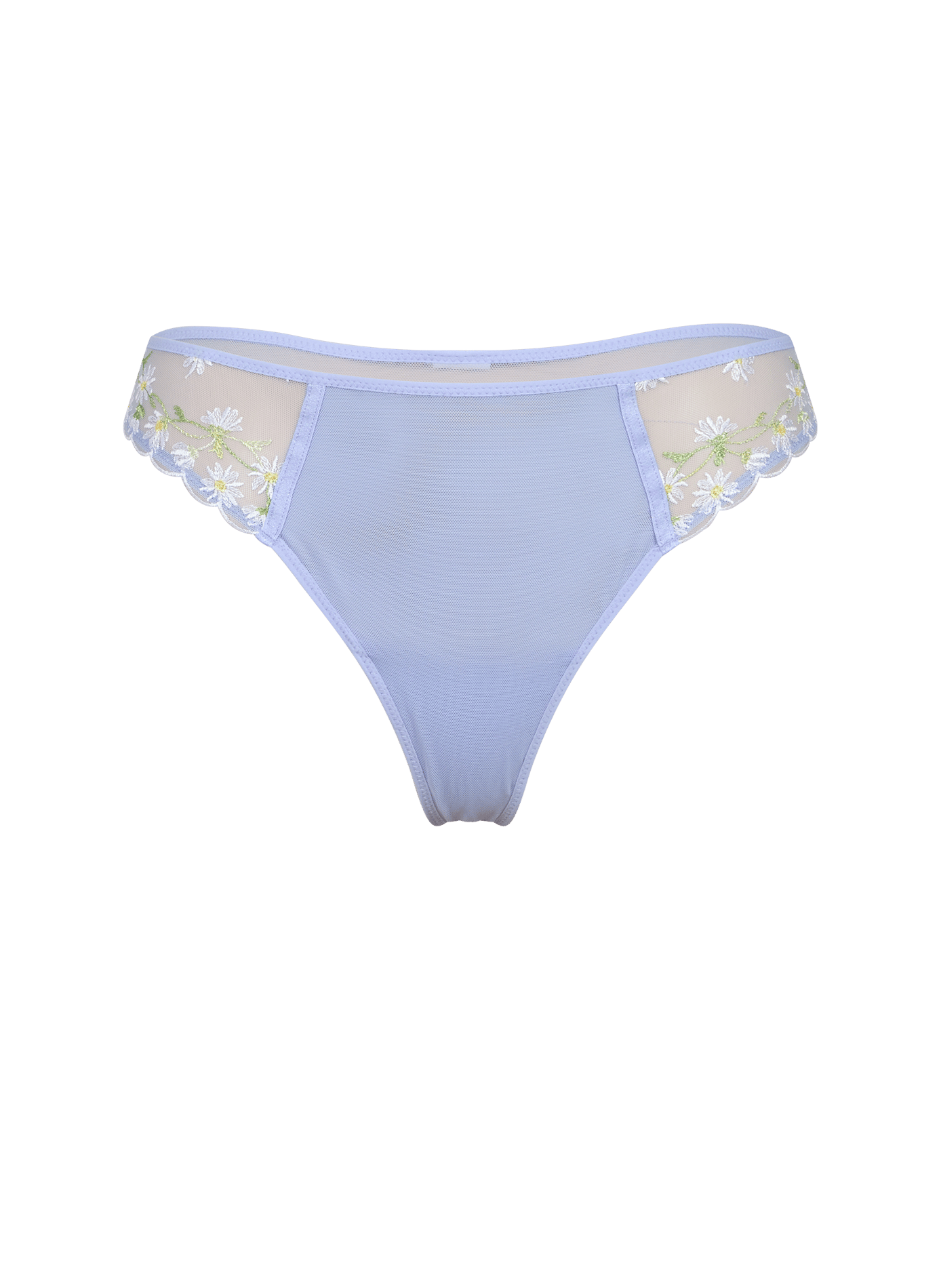 Kanten string met bloemenmotief. FREYA Blauw