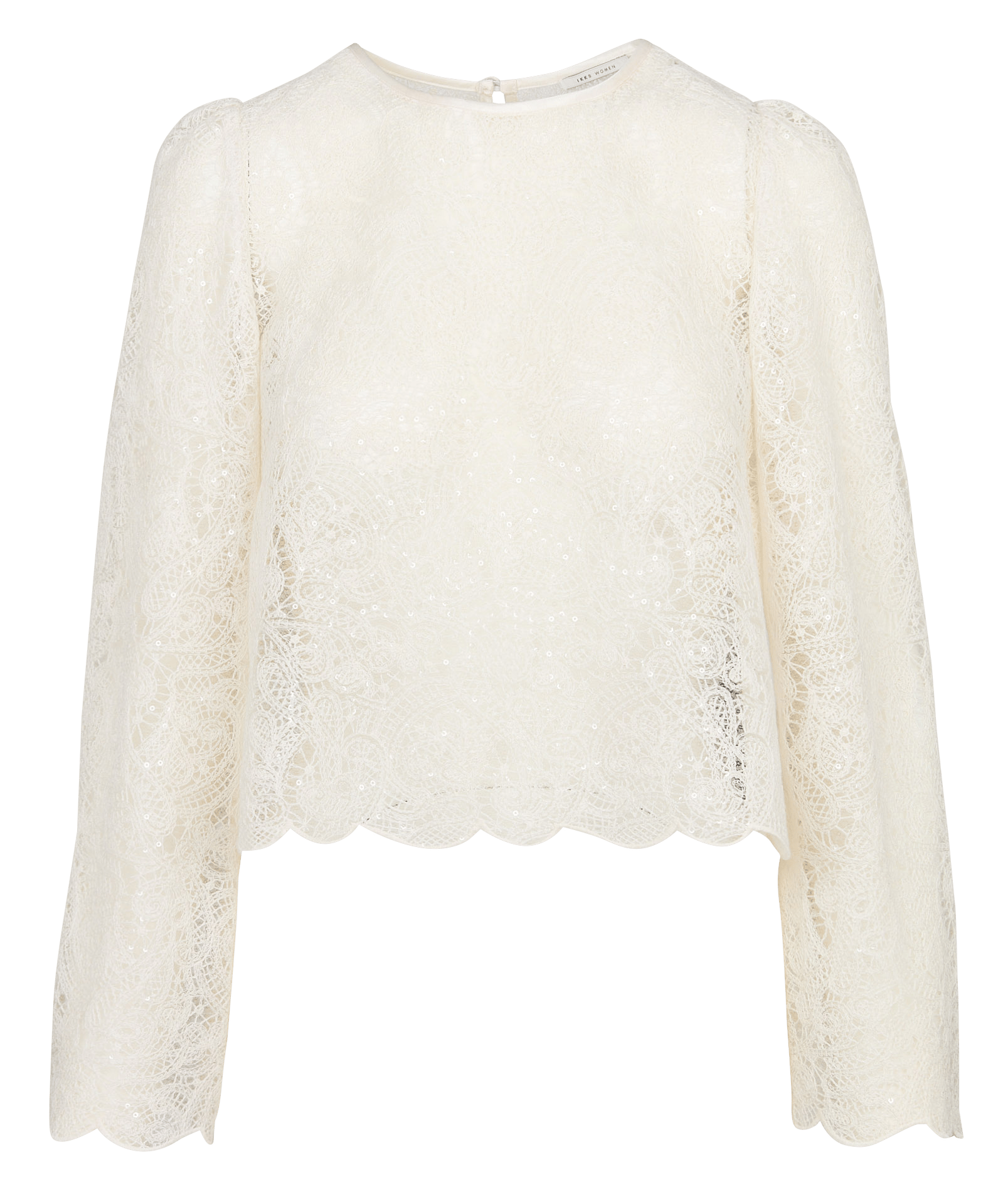 Top droit col rond en dentelle IKKS Blanc