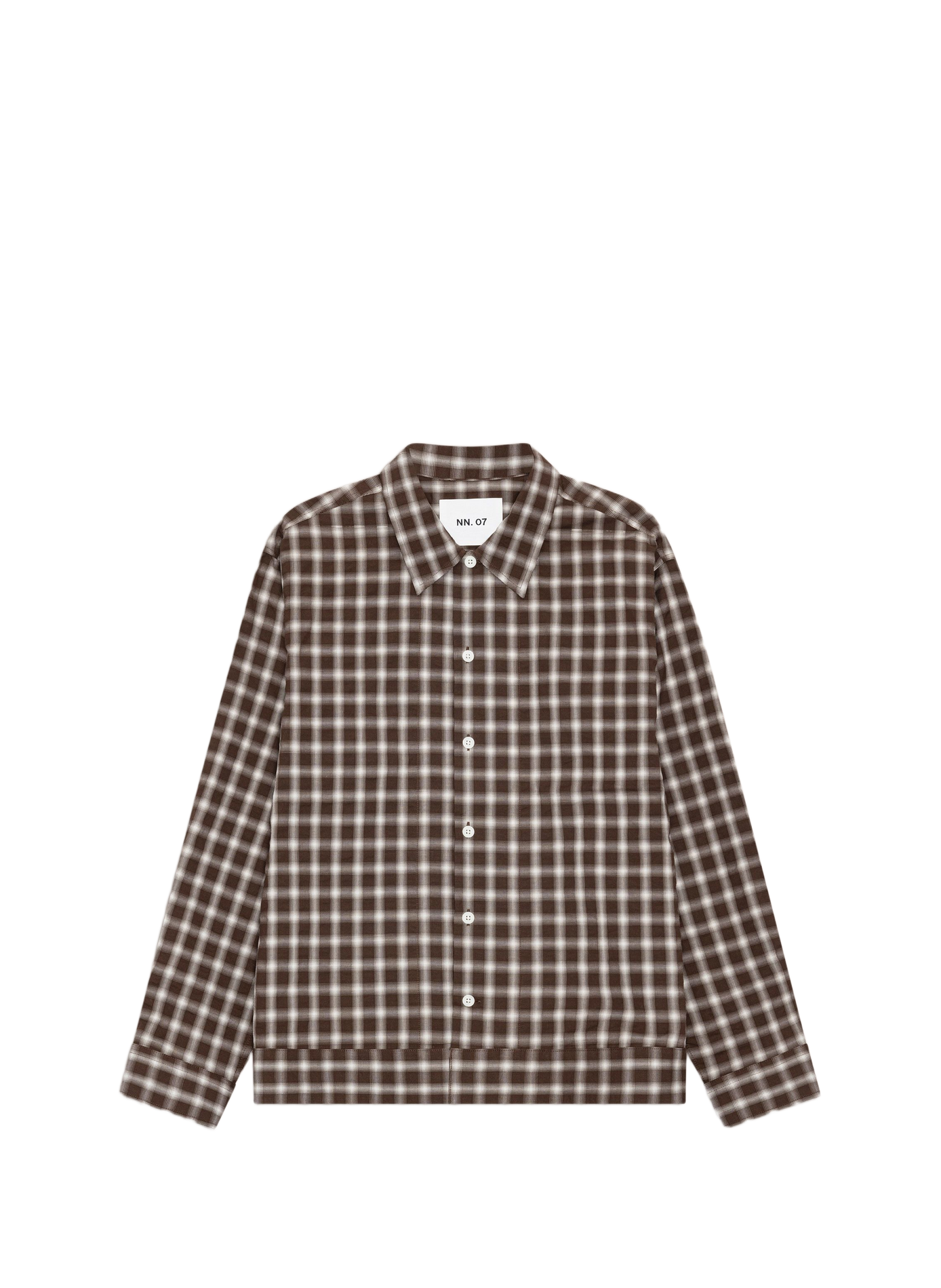 Reed checkered shirt in cotton and wool NN.07 Brown