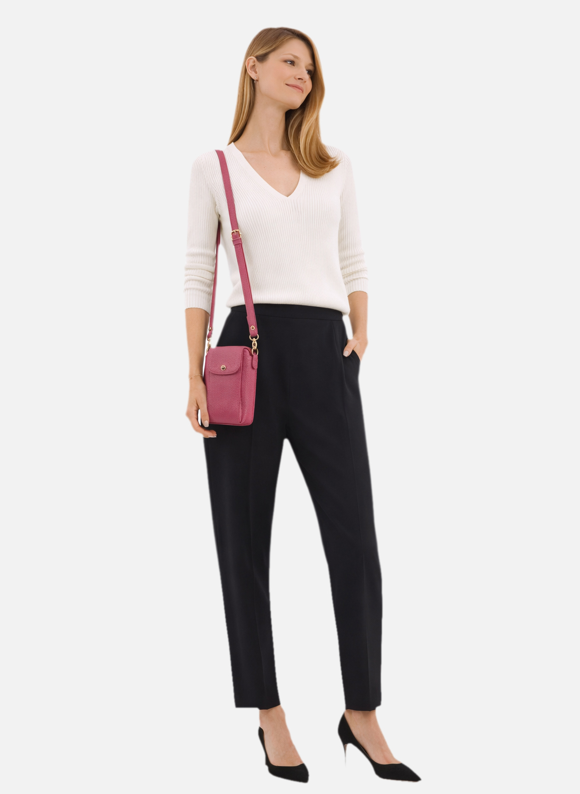 Club | etui téléphone portable en cuir de veau grainé POURCHET Rose