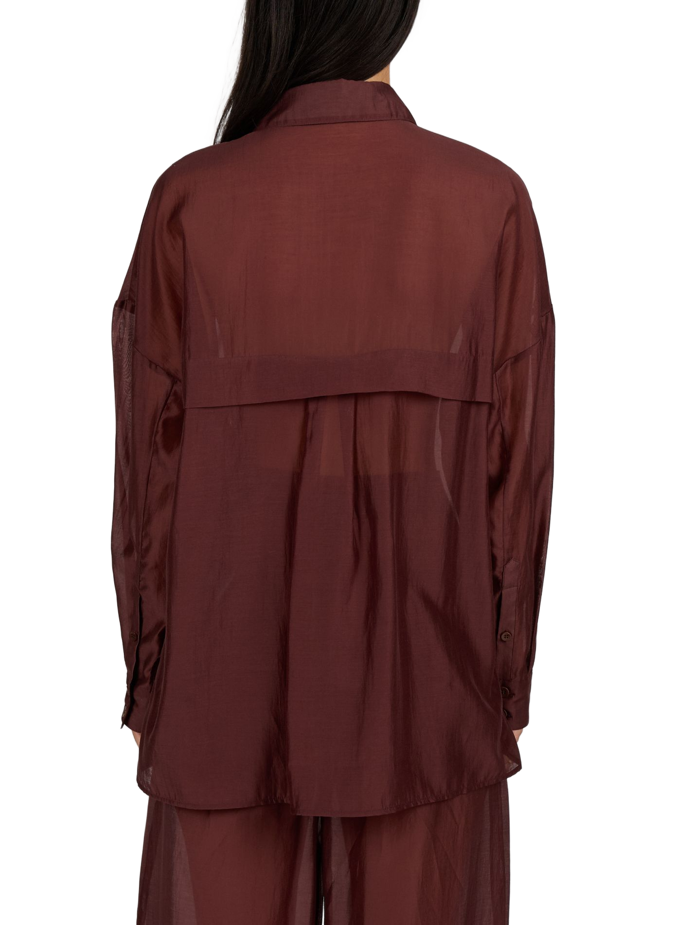 Chemise manches longues à col classique TIBI Marron
