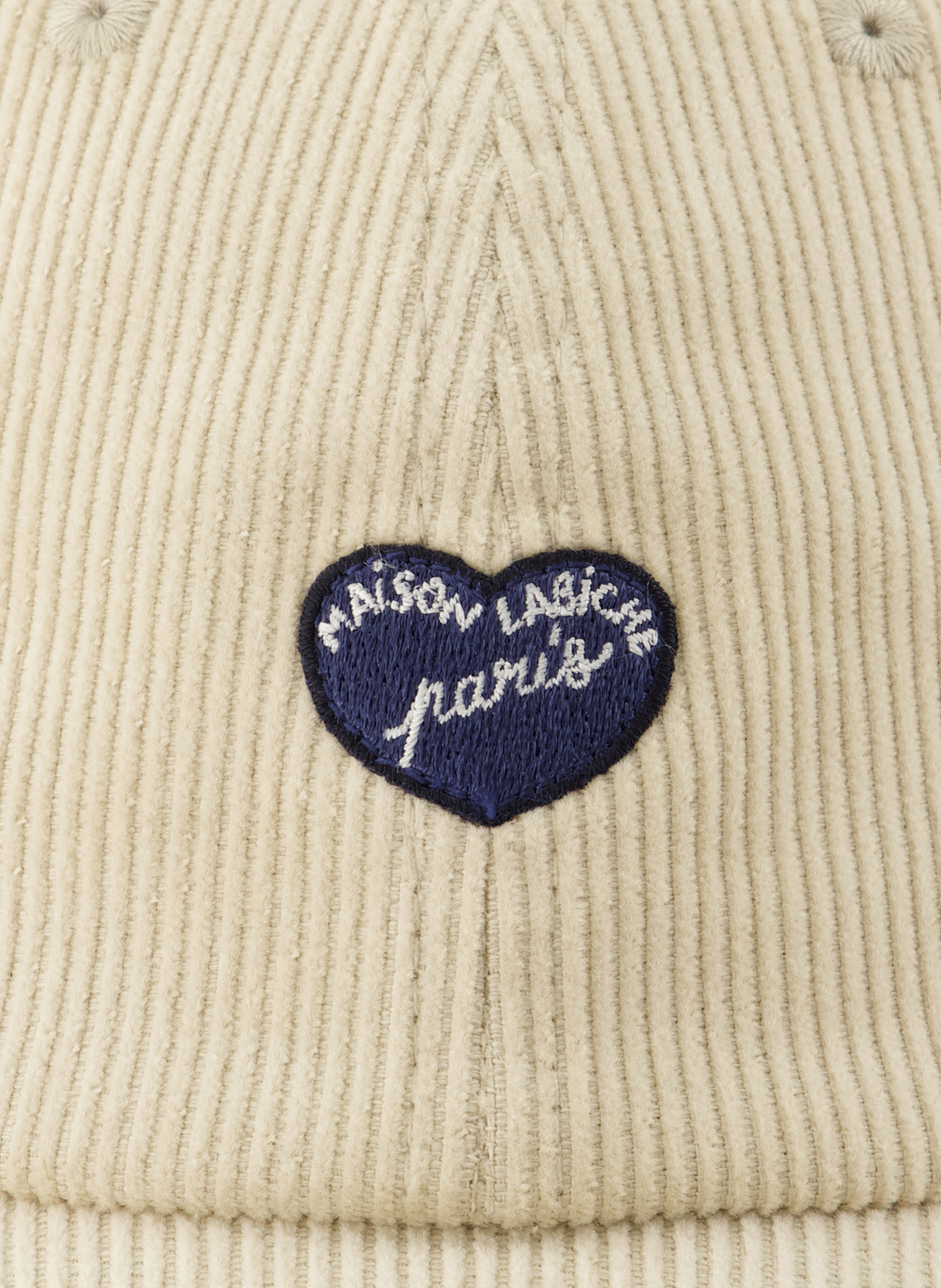 Ribbed Beaumont Heart Patch Cotton Cap MAISON LABICHE Beige