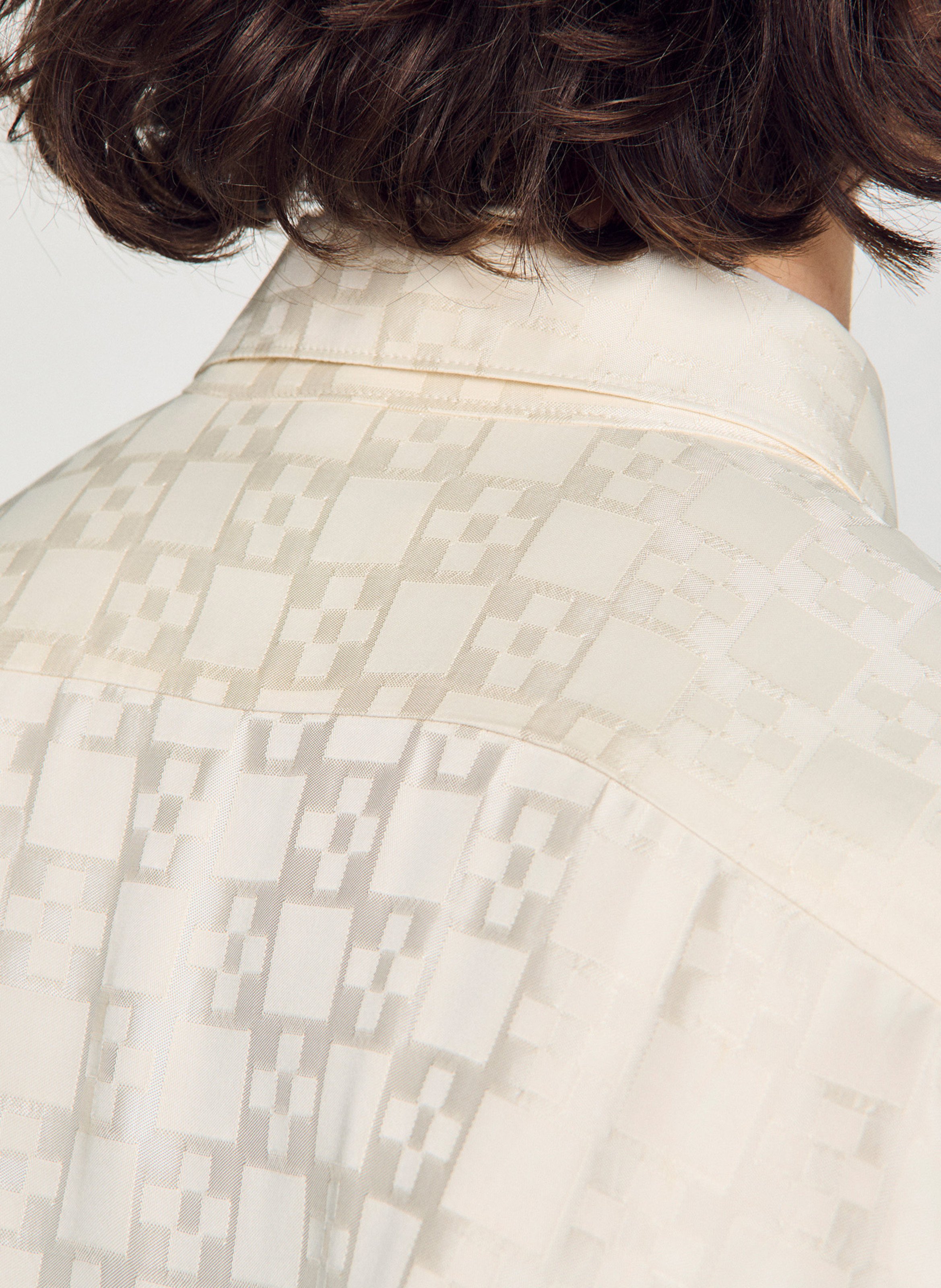 Chemise droite jacquard SANDRO Blanc