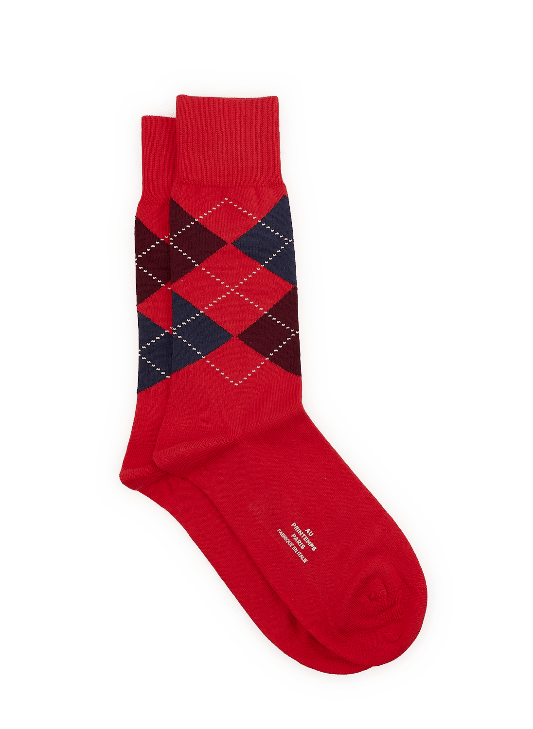 Hohe Socken mit Rautenmuster aus Baumwollmischung CHO DIC PRI LOSA CH BLEU CA Rosso bordeaux