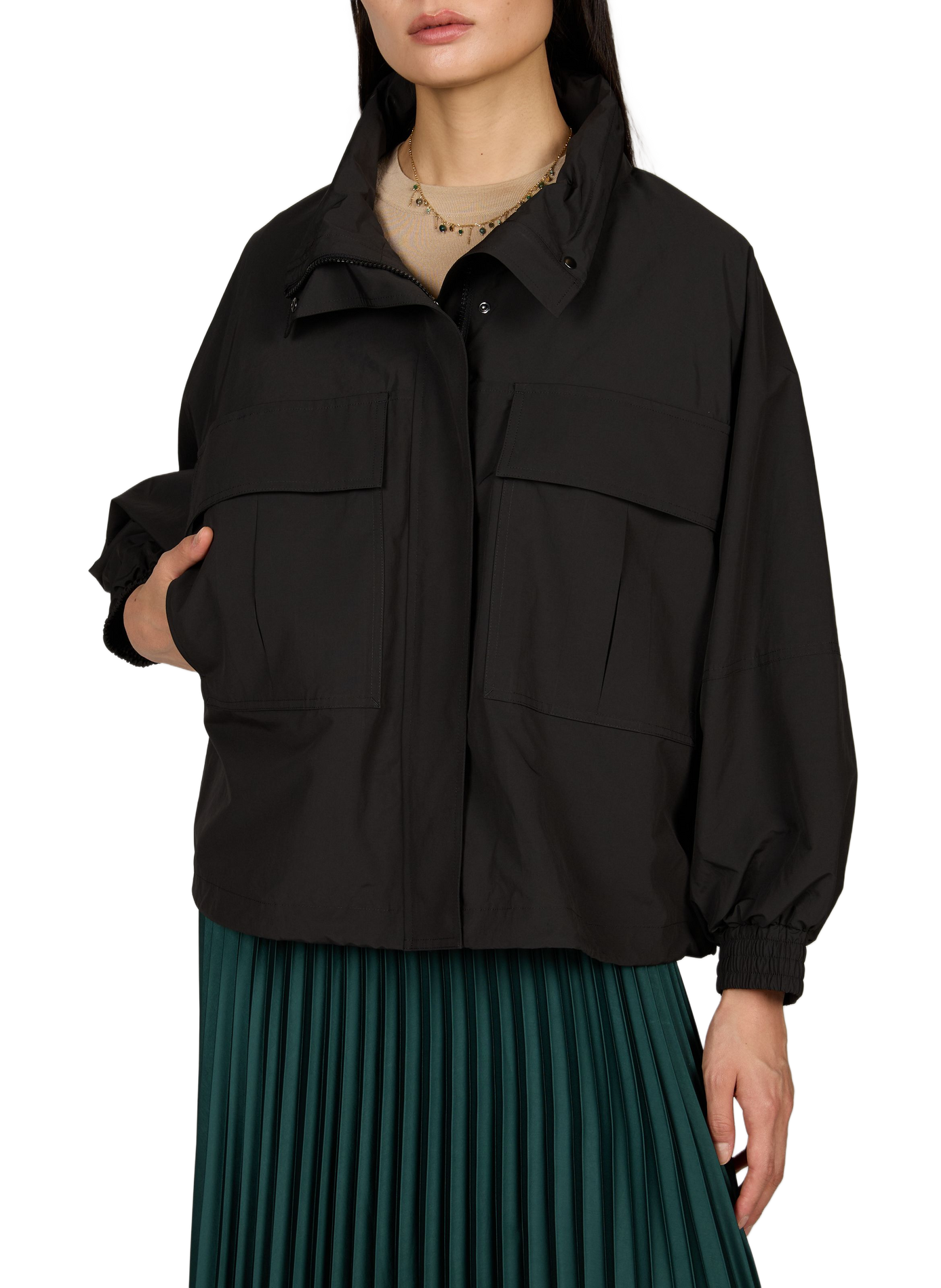 Hooded waterproof jacket MAX MARA WEEK END Black