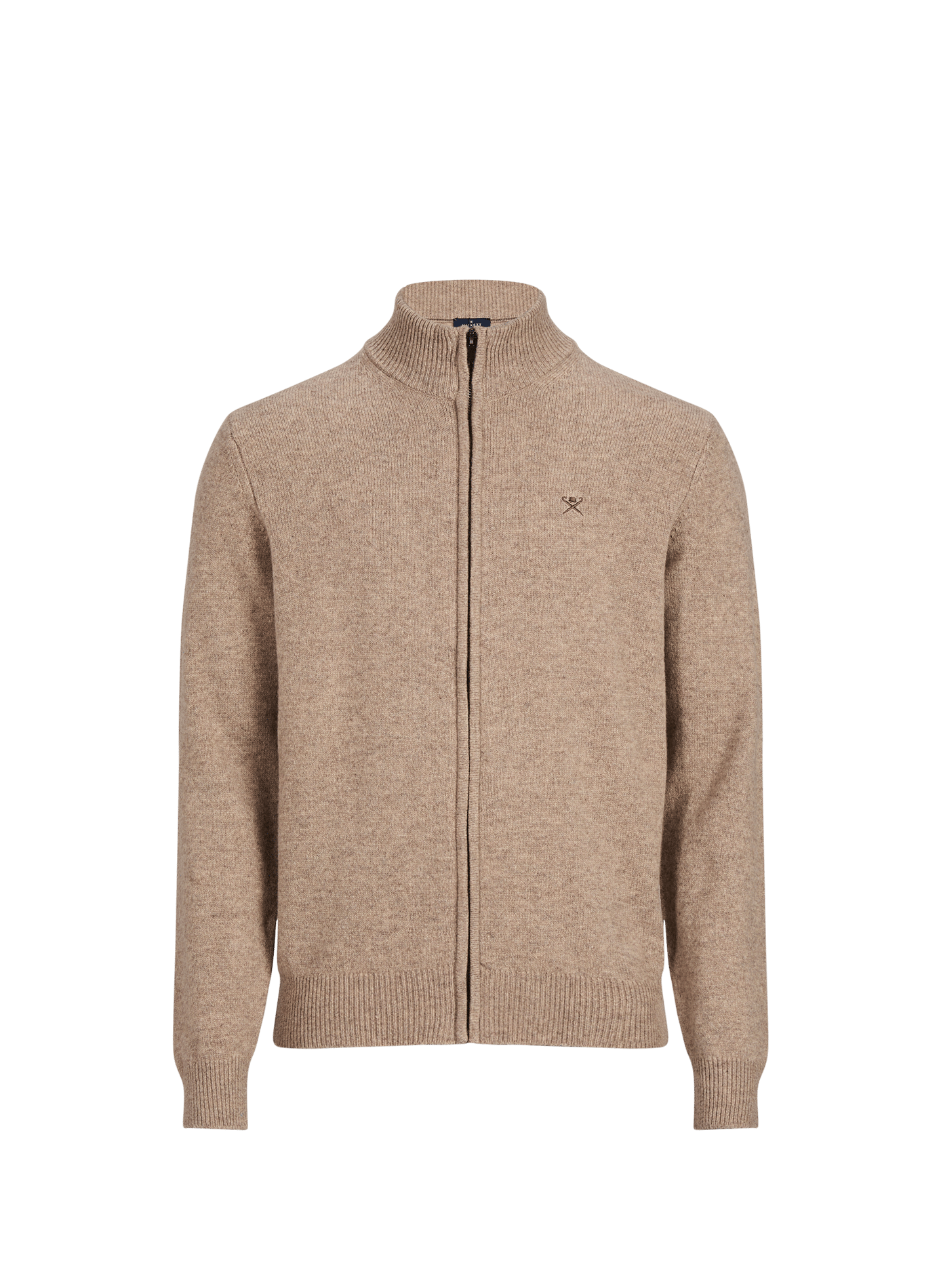 Gilet zippé col montant en laine HACKETT Beige