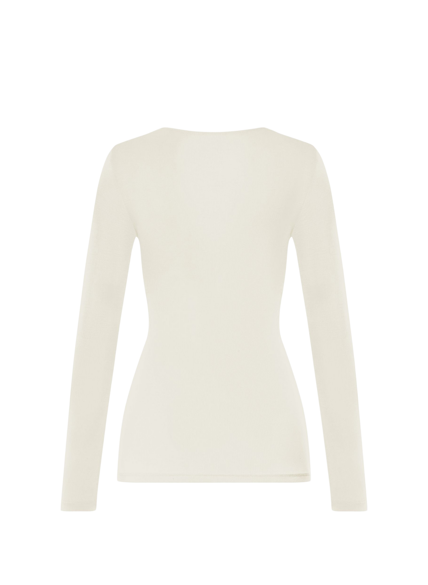 Fitted crew-neck T-shirt in wool and silk lace HANRO White