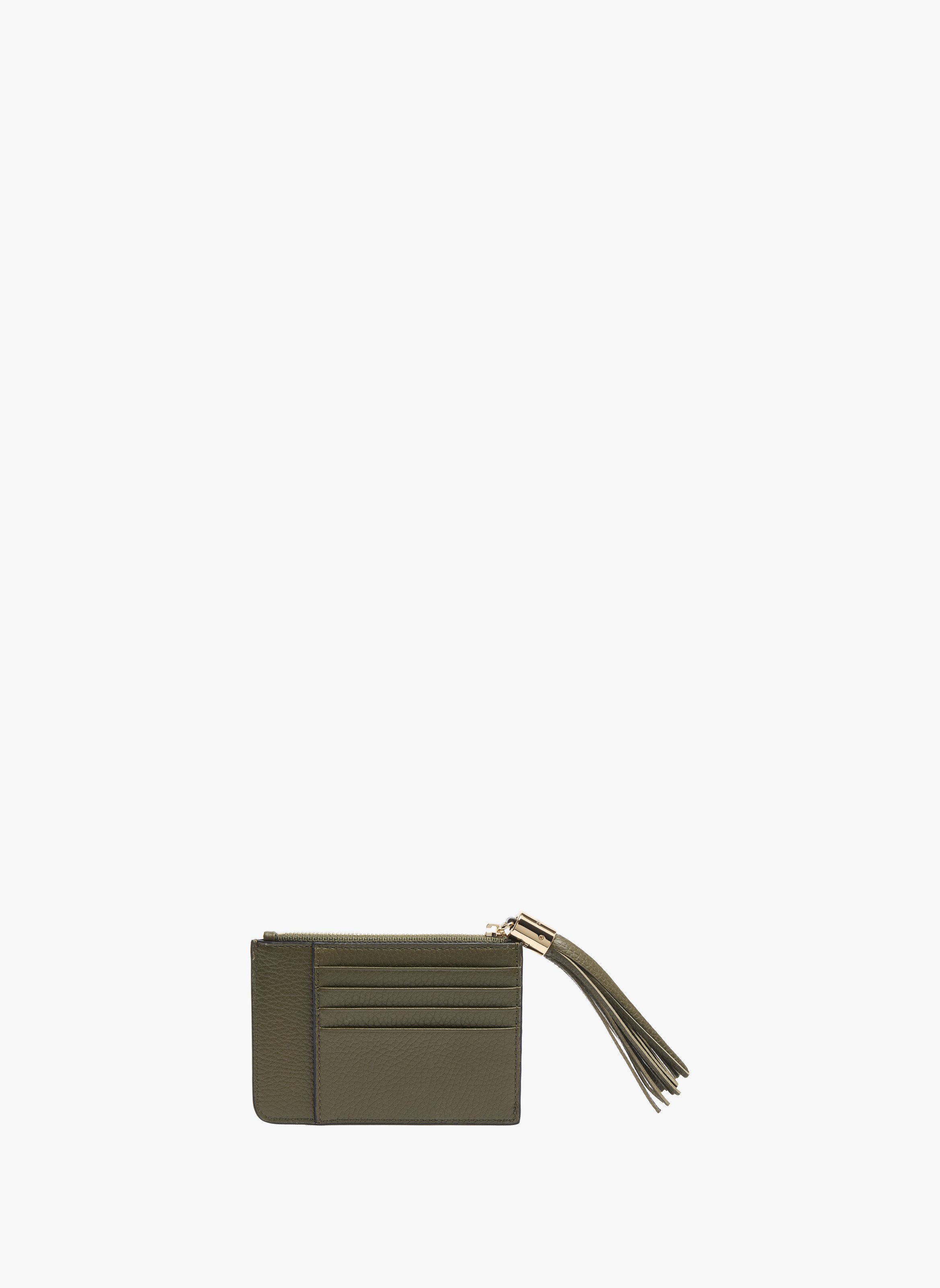 Porte-cartes lancel premier flirt l-zip avec soufflette, cuir de vachette grainé, vert kaki foncé LANCEL Violet