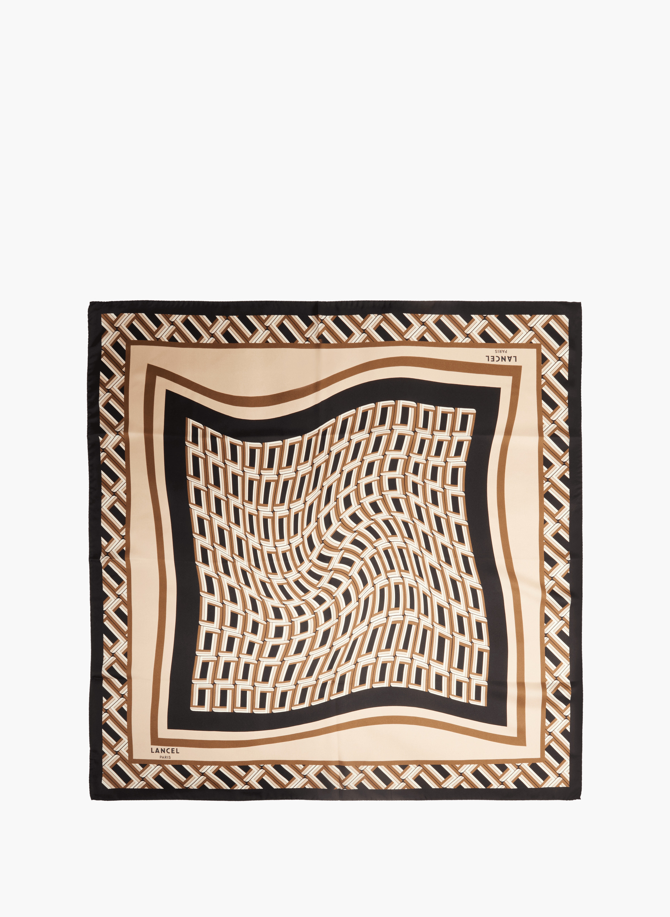 Zijden sjaal 90 cm met zijden monogram LANCEL Zwart