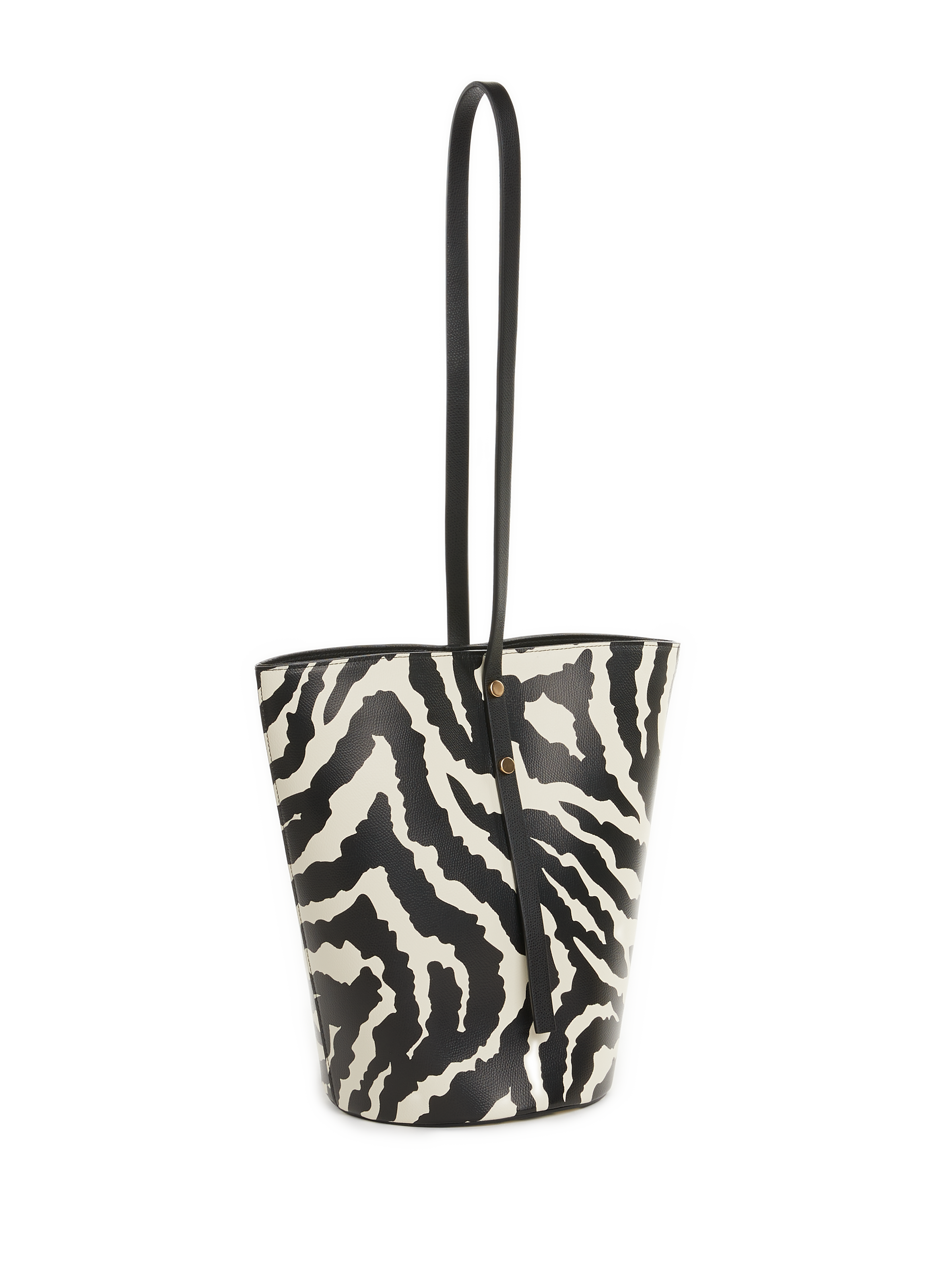 Zebra-print leather tote bag SAISON 1865 Black