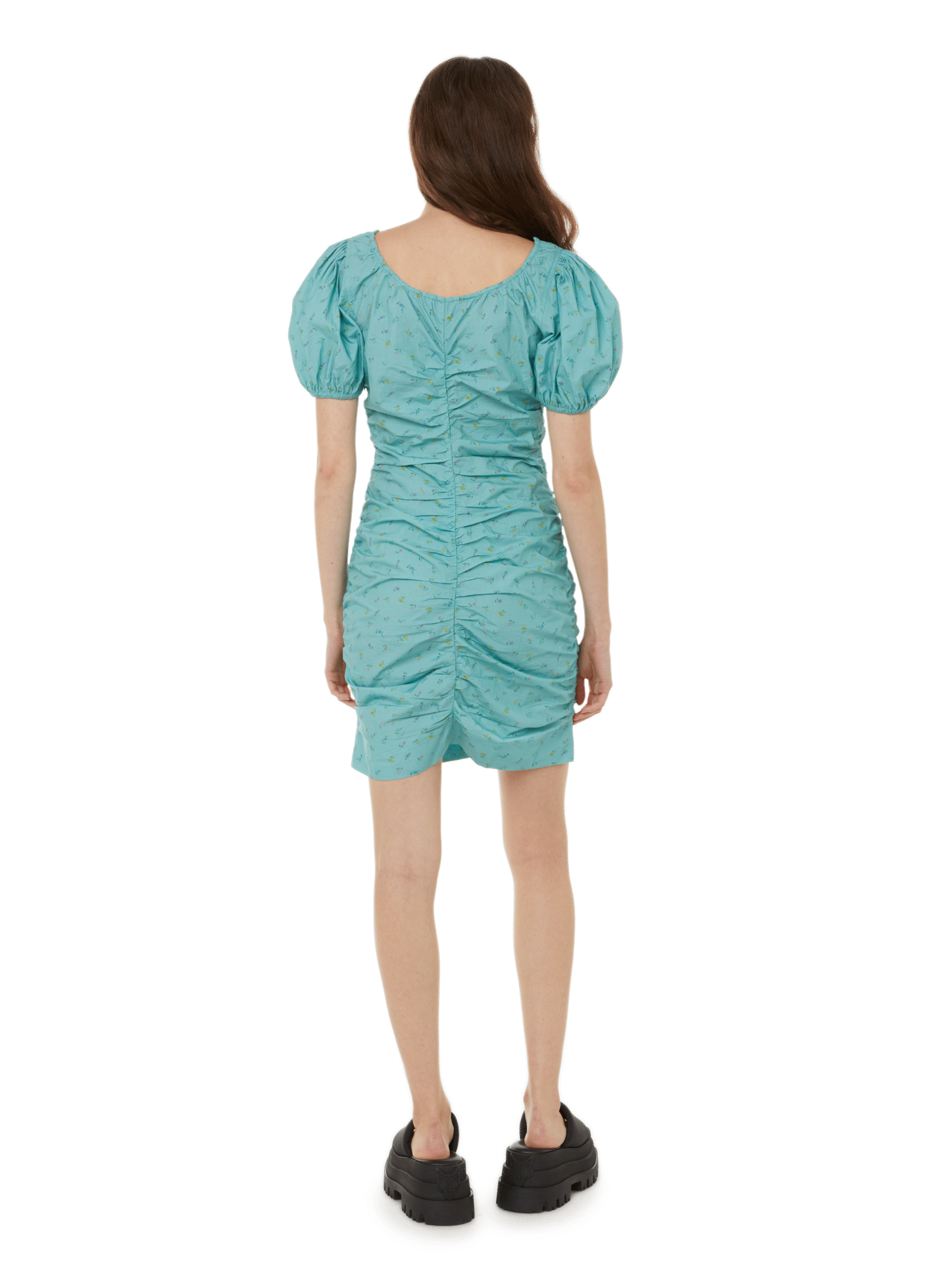 Robe courte imprimé en coton GANNI Bleu